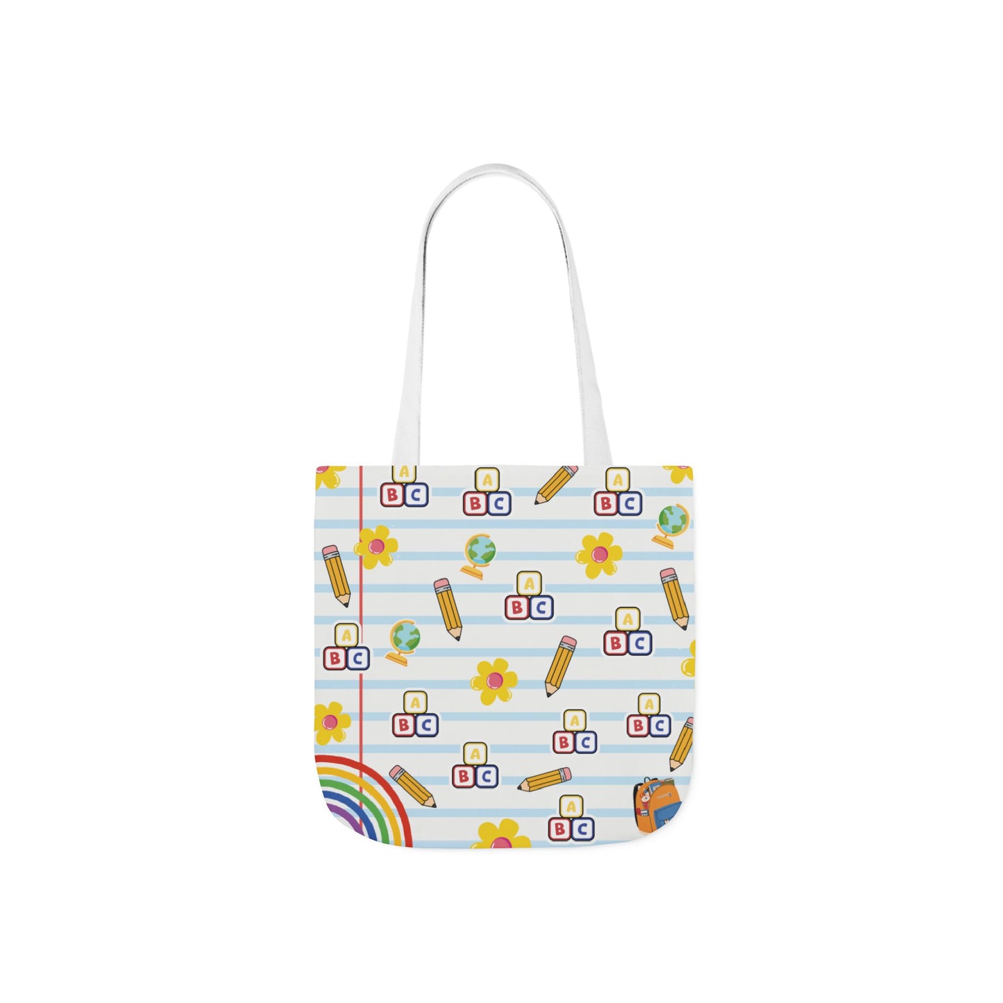 Personalized White Schoolyard Chic Composition Book Inspired Canvas Tote Bag with Colorful Straps, Cute School Bag, Eco-Friendly Tote, Back to School Shopping Bag, Teacher Gift Idea