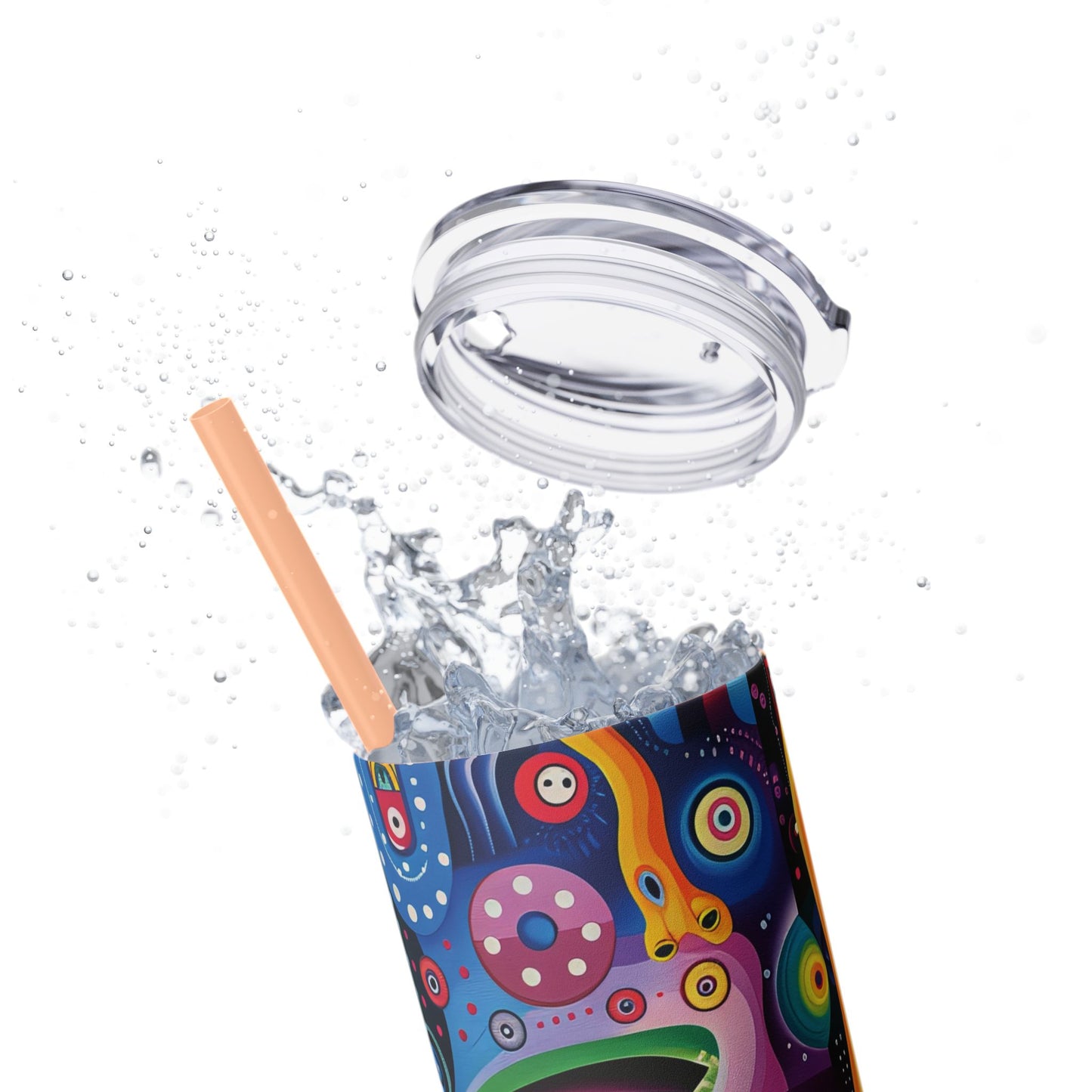 Psychedelic Visions Skinny Tumbler with Straw, 20oz