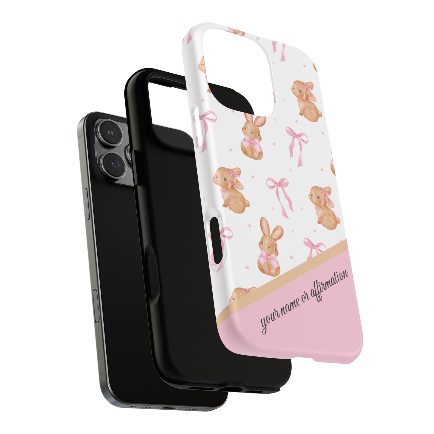 Personalized Bunny iPhone Case - Cute Animal Design, Tough MagSafe® Magnetic Case, Easter Gift, Spring Aesthetic, Kids Accessories