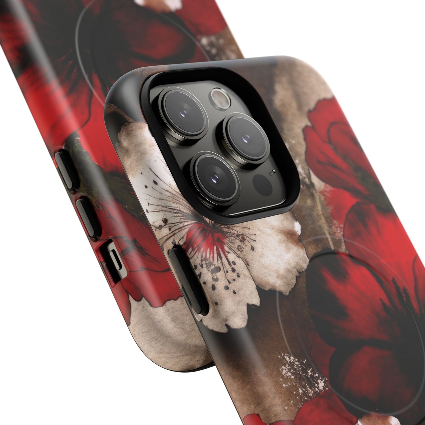 Crimson Noir Tough iPhone Magnetic Cases, Tough iPhone Protector, Stylish Floral Design, Gift for Her, Floral Accessories