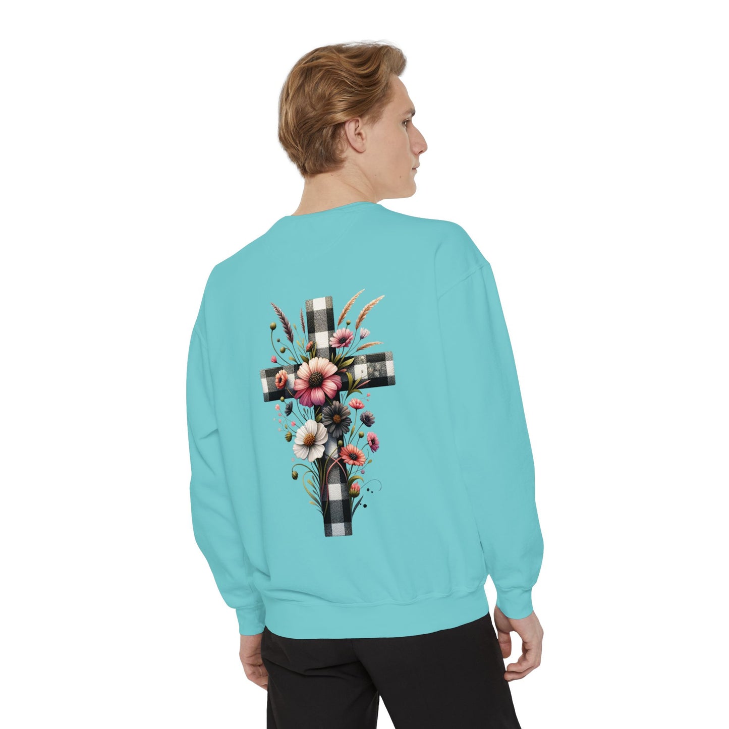 Faith and Floral Cross Unisex Garment-Dyed Sweatshirt