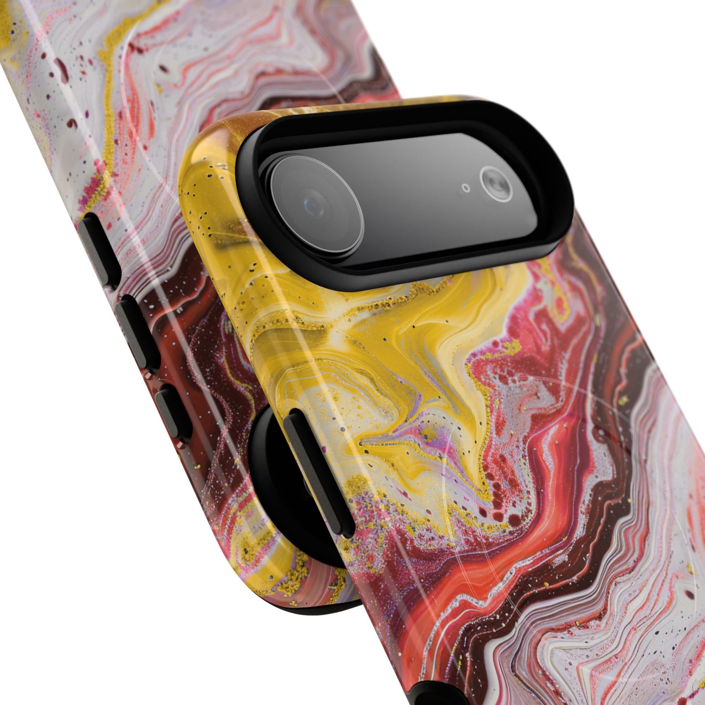 Colorful Red Marble iPhone Case, Tough Magnetic Cases, Stylish iPhone Protection, Unique Gift for iPhone Lovers, iPhone Accessories