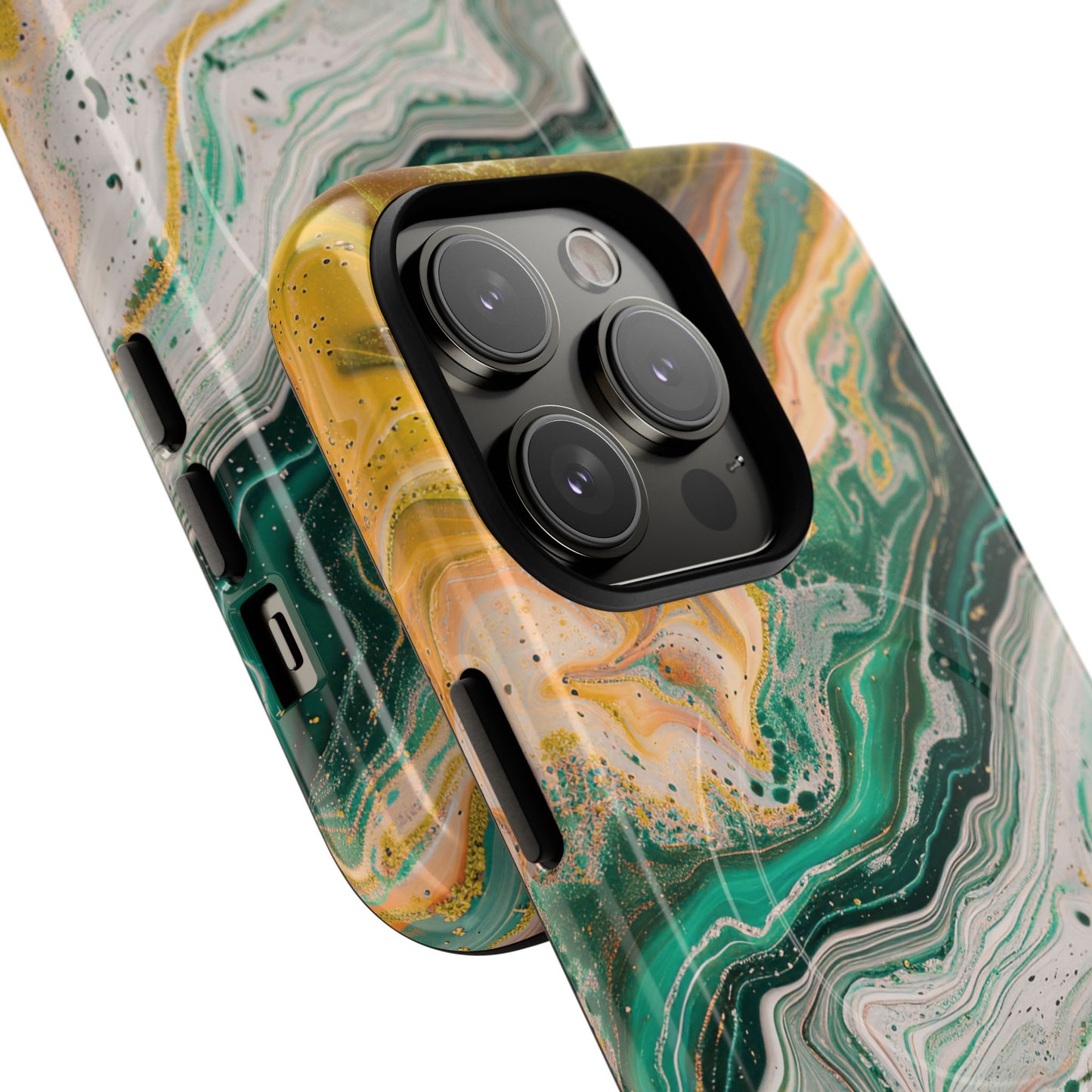 Magnetic iPhone Cases with Green Marble Design, Tough Magnetic Cases, iPhone Accessories, Gift for Her, Trendy iPhone Cover