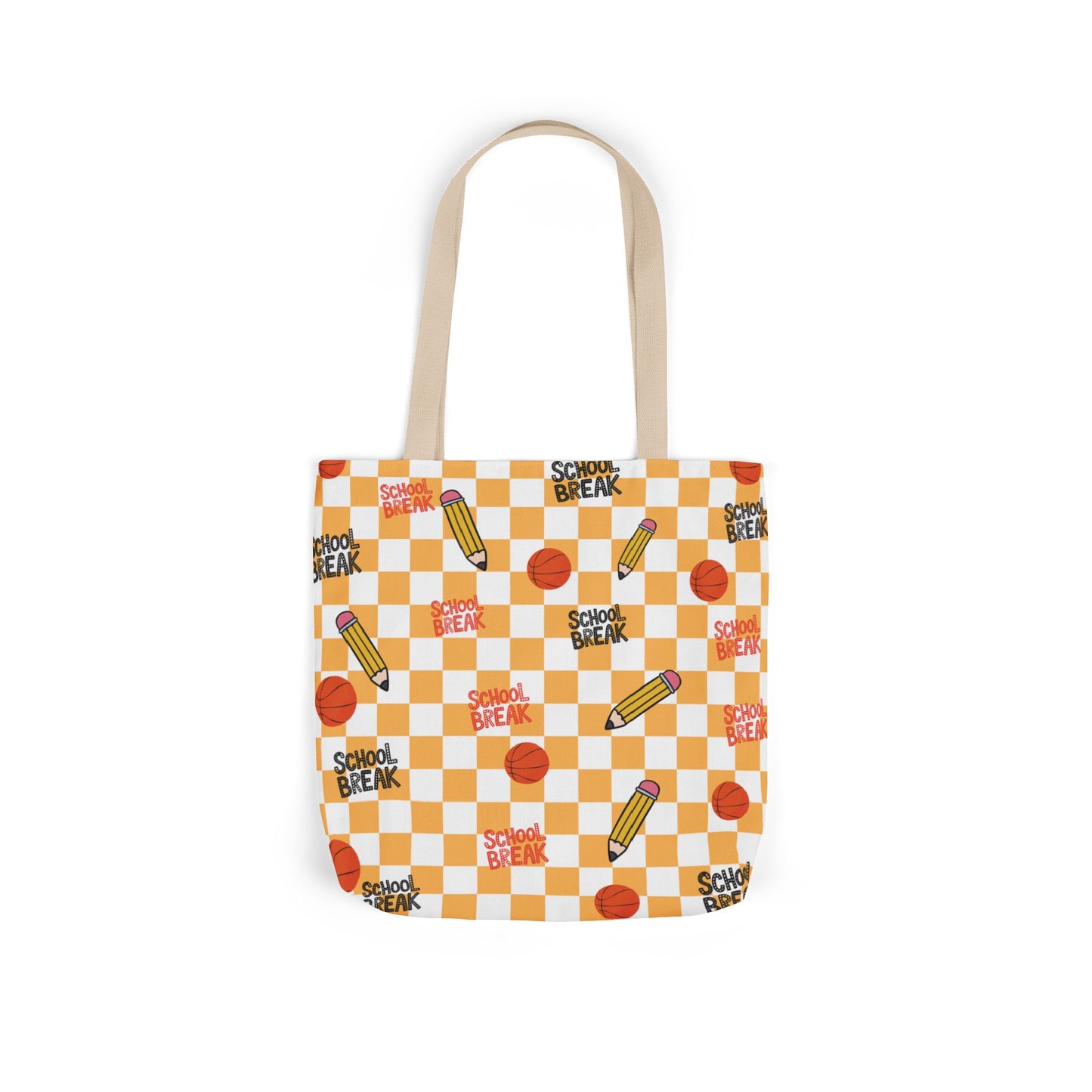 Personalized Orange Schoolyard Chic Composition Book Inspired Canvas Tote Bag with Colorful Straps, Cute School Bag, Eco-Friendly Tote, Back to School Shopping Bag, Teacher Gift Idea