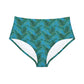 Turquoise Tropical Bliss High-Waist Hipster Bikini Bottom (AOP)