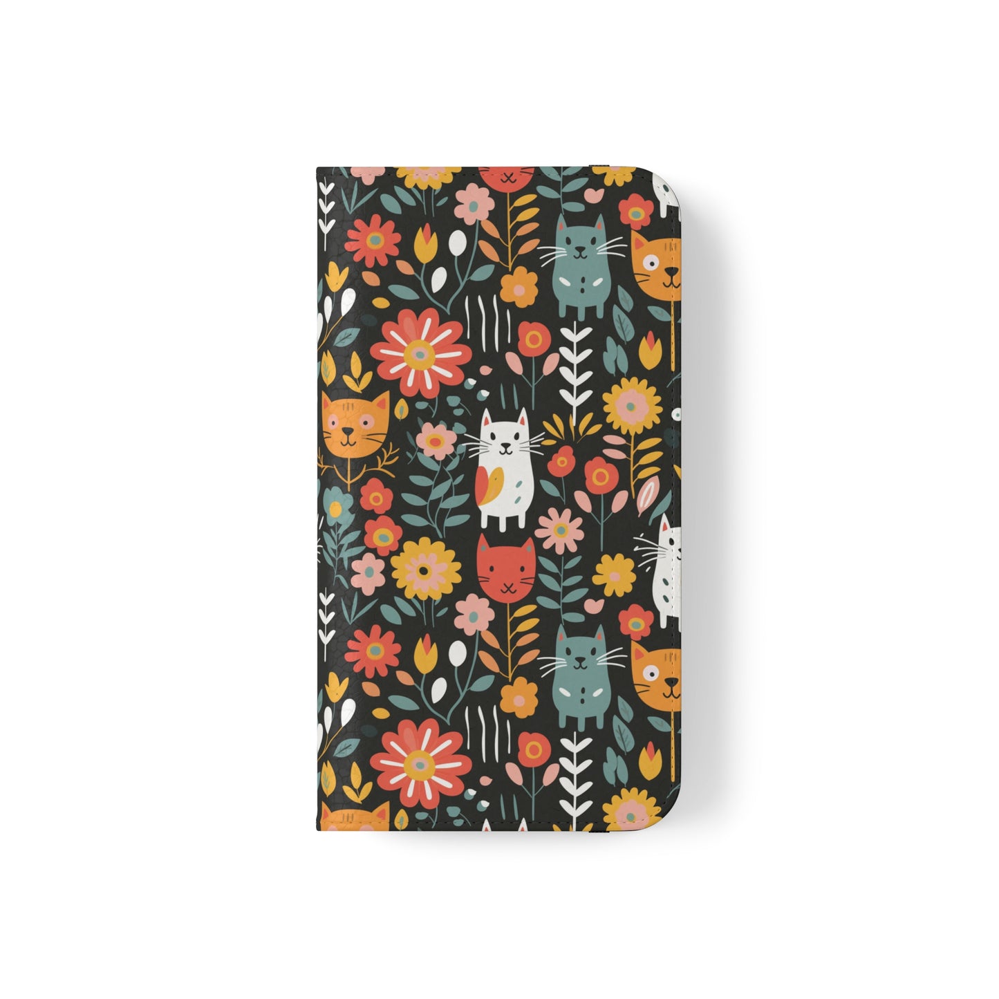 Whimsical Feline Garden iPhone and Samsung Flip Cases