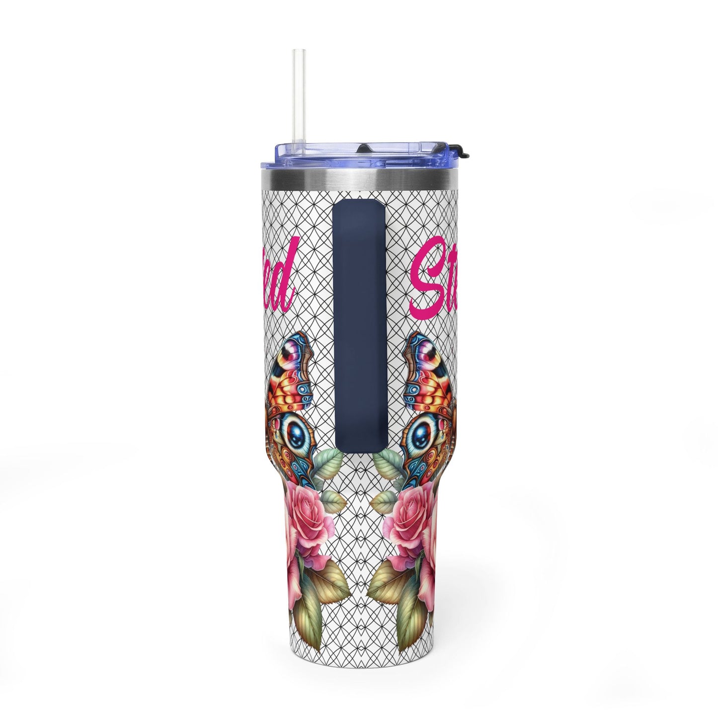 40oz Floral Butterfly Tumbler — Personalized "Name and Affirmation" Vacuum Insulated Cup