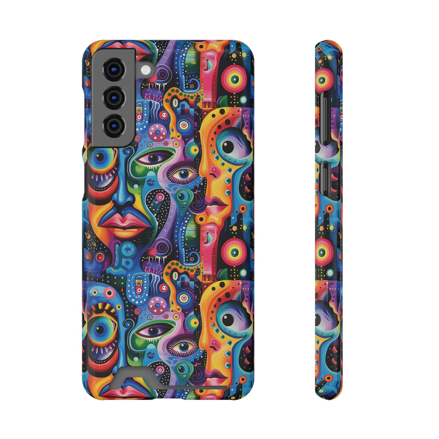 Psychedelic Visions Phone Case with Card Holder - Colorful and Stylish Design for Creatives
