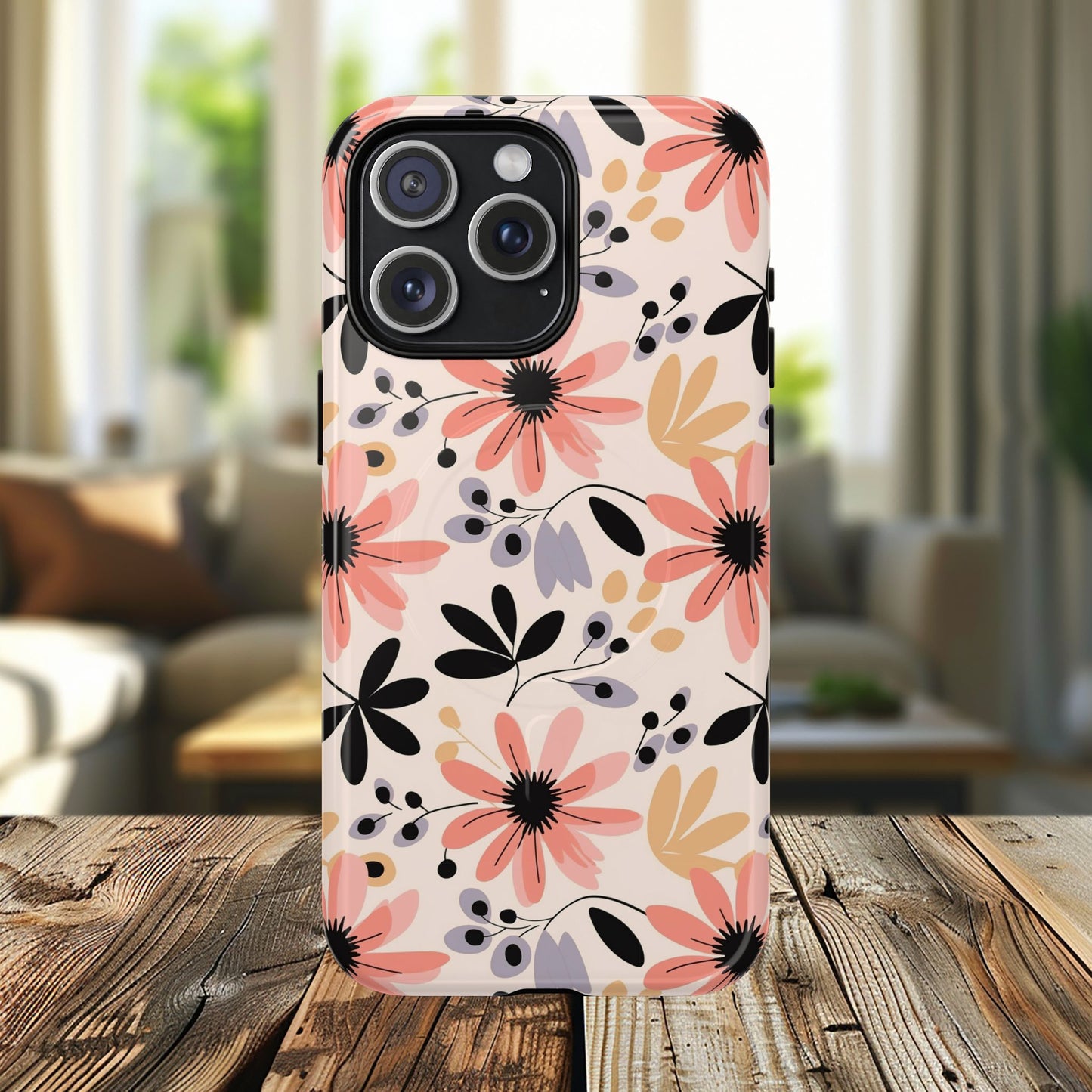 Stylish Soft Petal Noir iPhone Case, Floral iPhone Accessory for Her, Tough iPhone Magnetic Cases, Trendy iPhone Cover, Gift for Friends, Summer Vibes