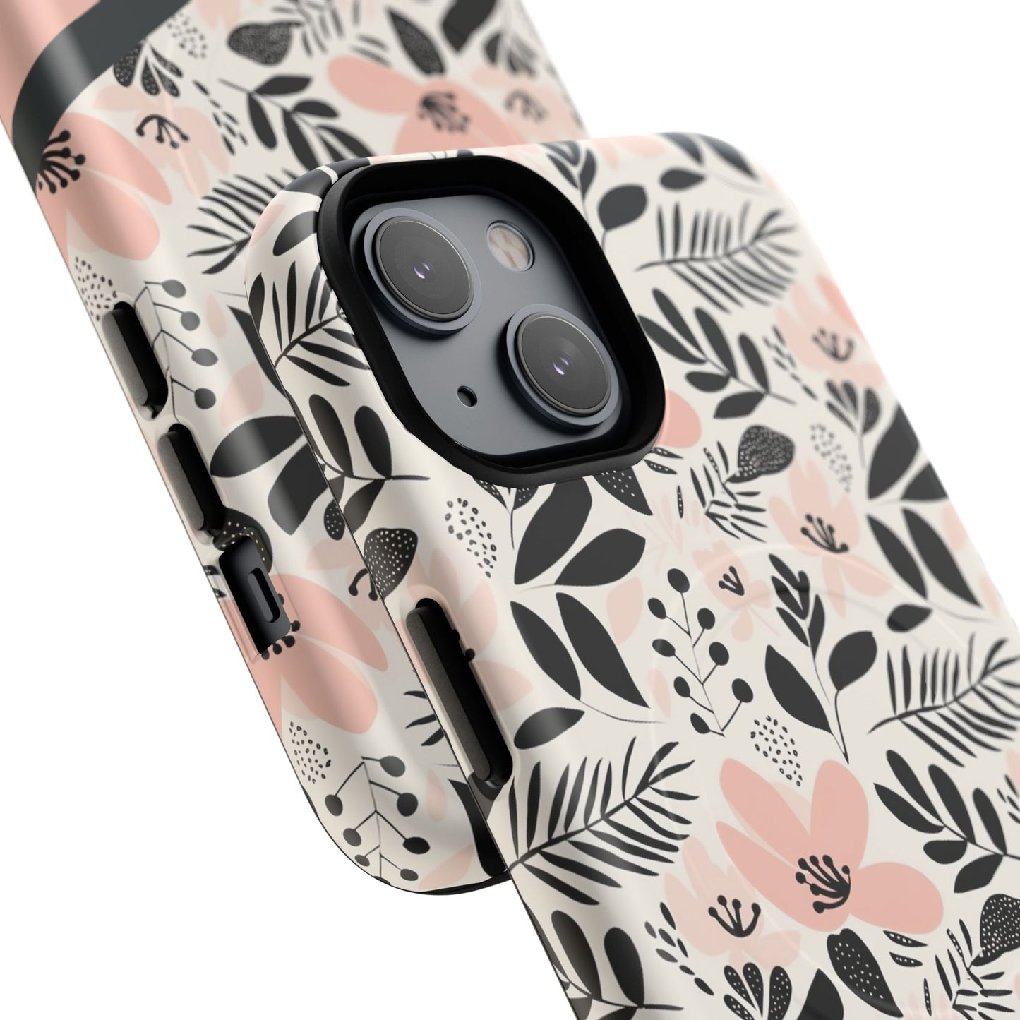 Personalized Floral Blush Garden Whisper Tough Magnetic MagSafe® iPhone® 13, 14, 15, 16, 17, Pro, Pro Max, Plus Cases (Custom Name).