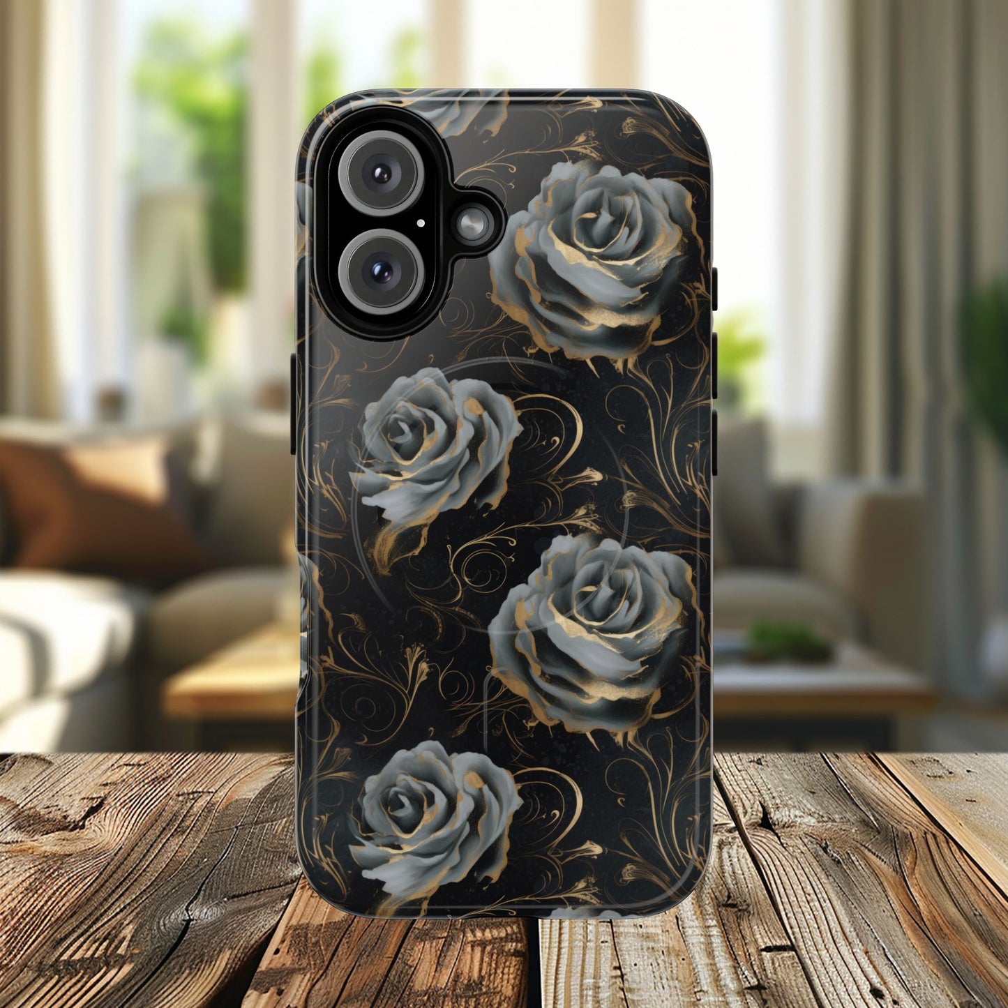 Midnight Bloom Tough iPhone Magnetic Cases,  iPhone 14, iPhone 15, iPhone 16, Pro, Pro Max, Plus MagSafe Case, Protective Tech Accessories, Gift for Her, Floral Design