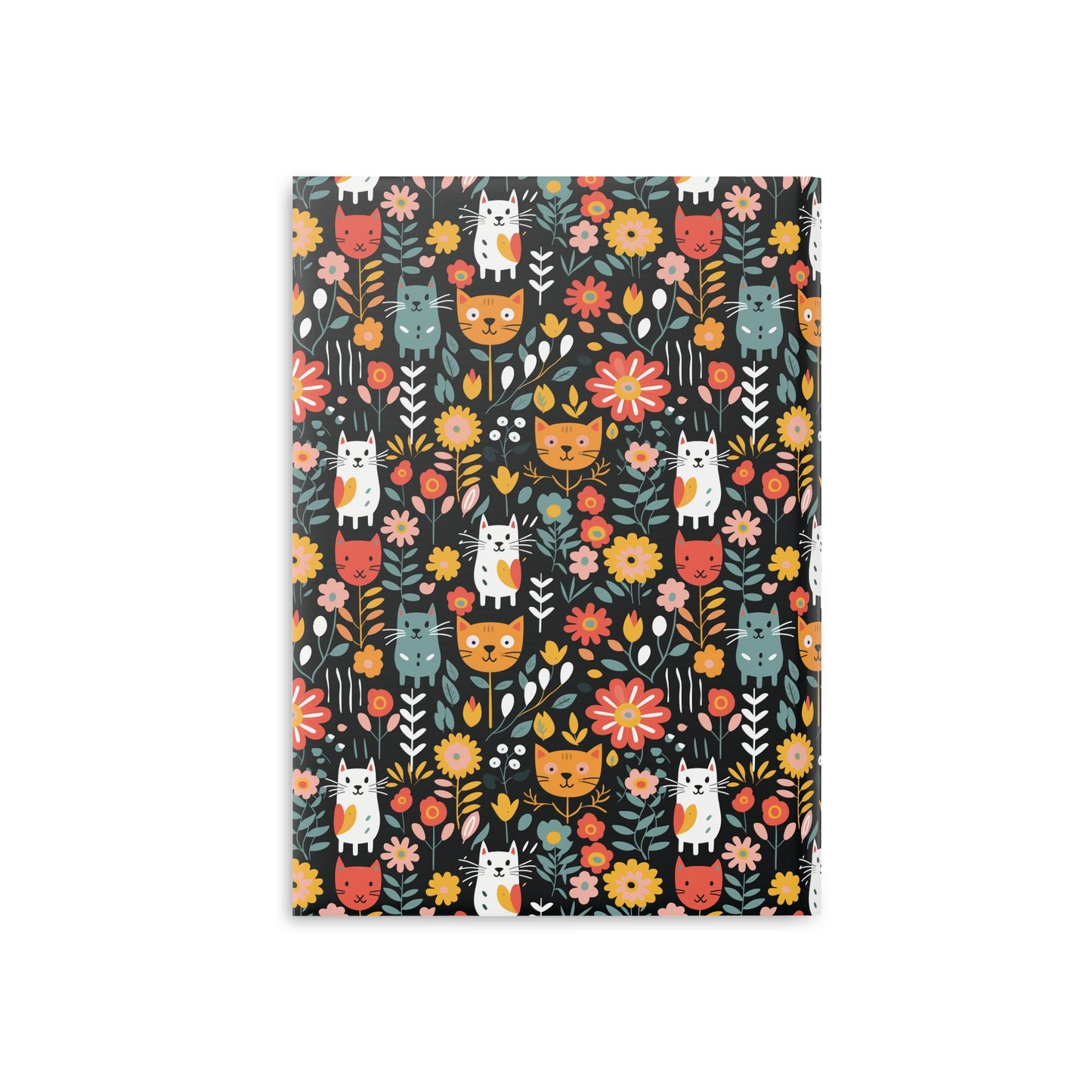 Whimsical Feline Garden Hardcover Notebook with Puffy Covers