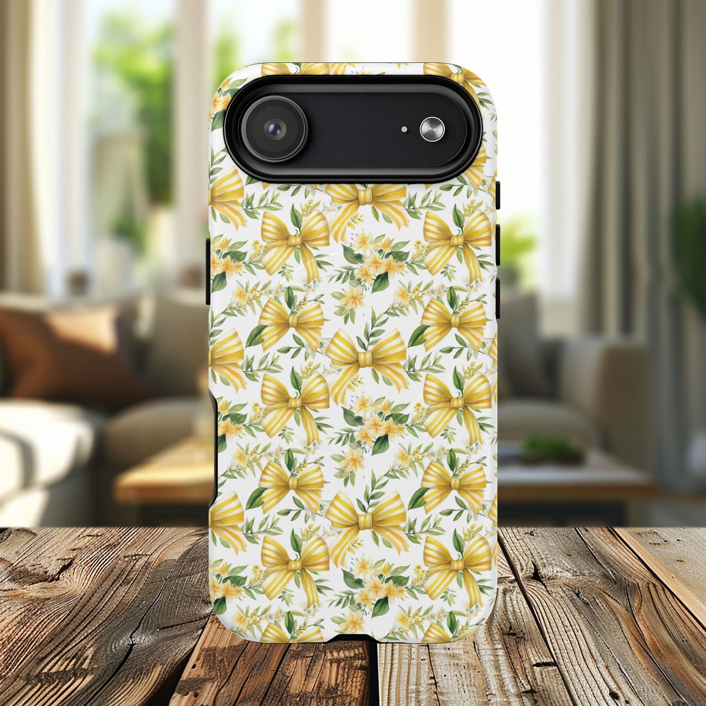 Sunshine Coquette Bows Tough Magnetic iPhone Case, Durable iPhone Cover, Girly Tech Accessory, Nature-Inspired Gift for Her, Spring Decor