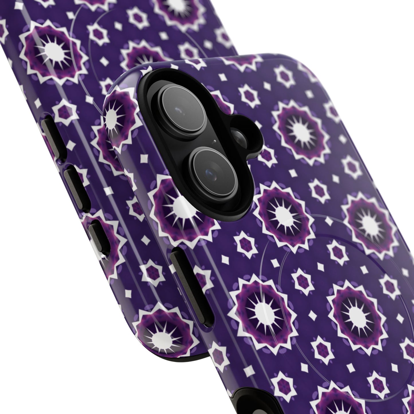 Violet Nova Bloom Stylish Tough Magnetic iPhone Case, Purple Floral iPhone Cover, Durable Cell iPhone Protector, Gift for Her, Mother's Gift