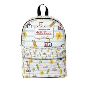 Personalized White SchoolYard Chic Composition Book Inspired Colorful Kids' Backpack, School Bag, Fun Pattern Backpack, Cute Child's Rucksack, Composition Backpack, Unique School Supplies