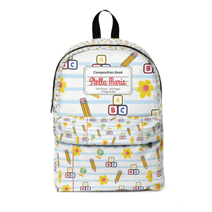 Personalized White SchoolYard Chic Composition Book Inspired Colorful Kids' Backpack, School Bag, Fun Pattern Backpack, Cute Child's Rucksack, Composition Backpack, Unique School Supplies