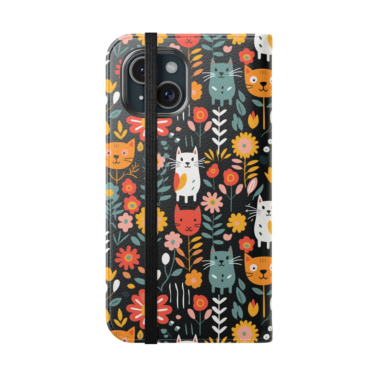 Whimsical Feline Garden iPhone and Samsung Flip Cases