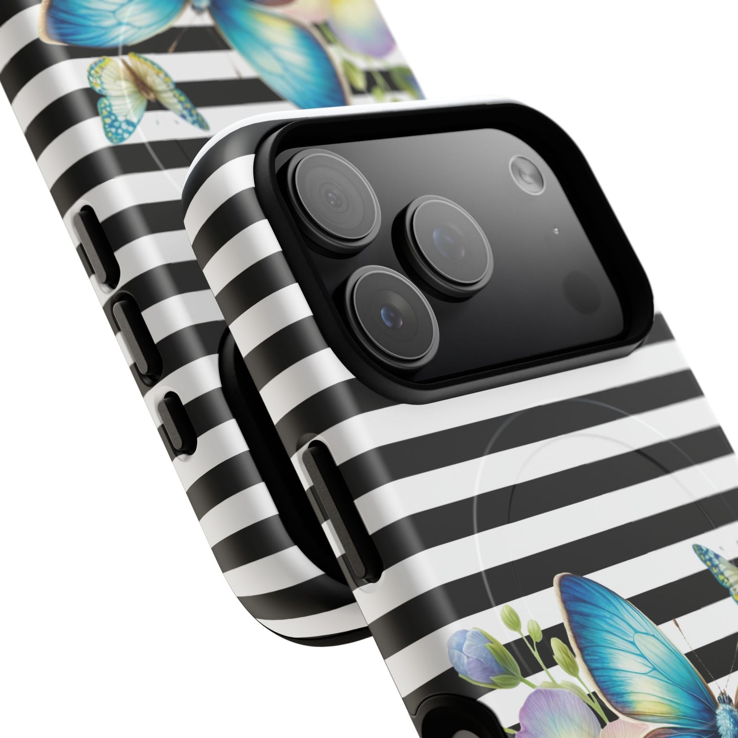 Pansy Parade Tough iPhone Magnetic Cases, Floral Tough Case, Striped iPhone Magnetic Cover, Phone Accessory, Gift for Nature Lovers