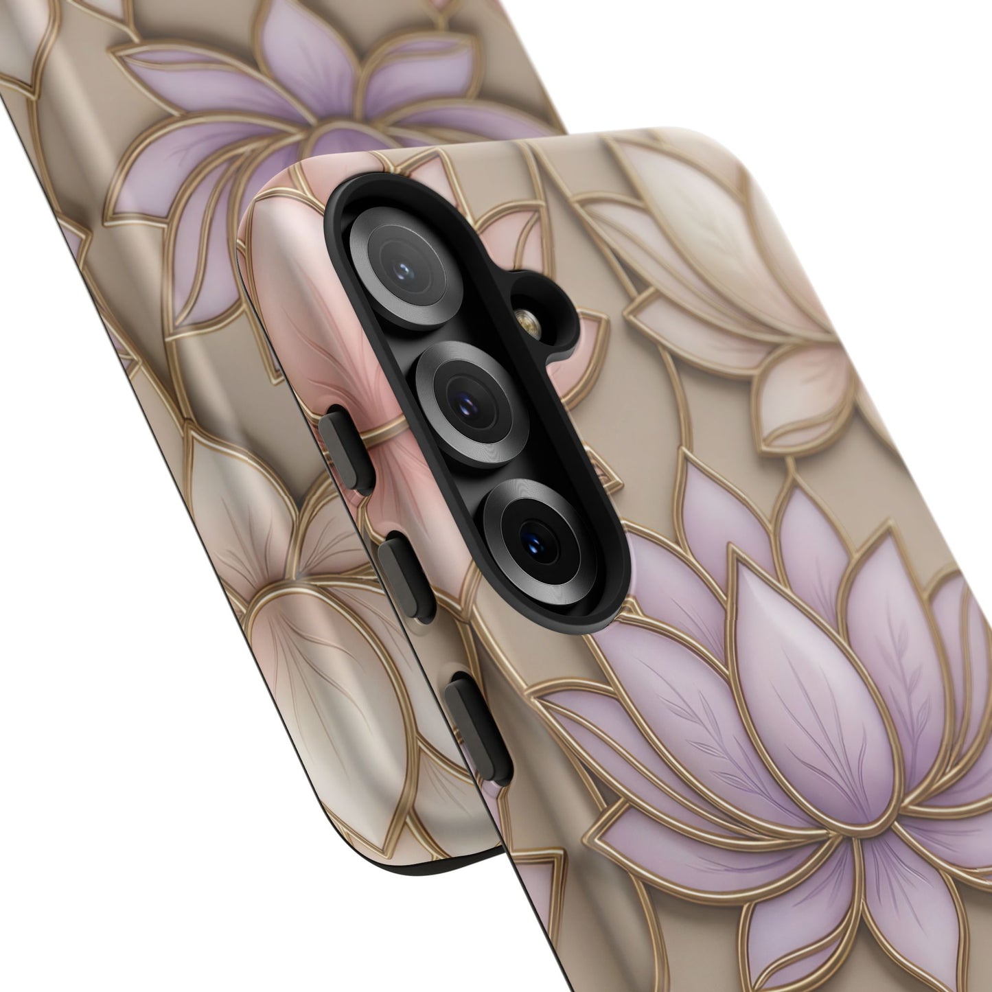 Personalized Lotus Floral Stained Glass Effect Tough Phone Case