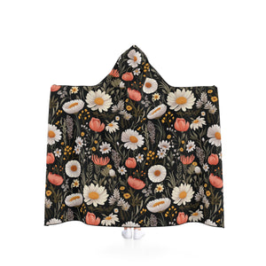 Blossom Elegance: Noir Garden Snuggle Hooded Blanket