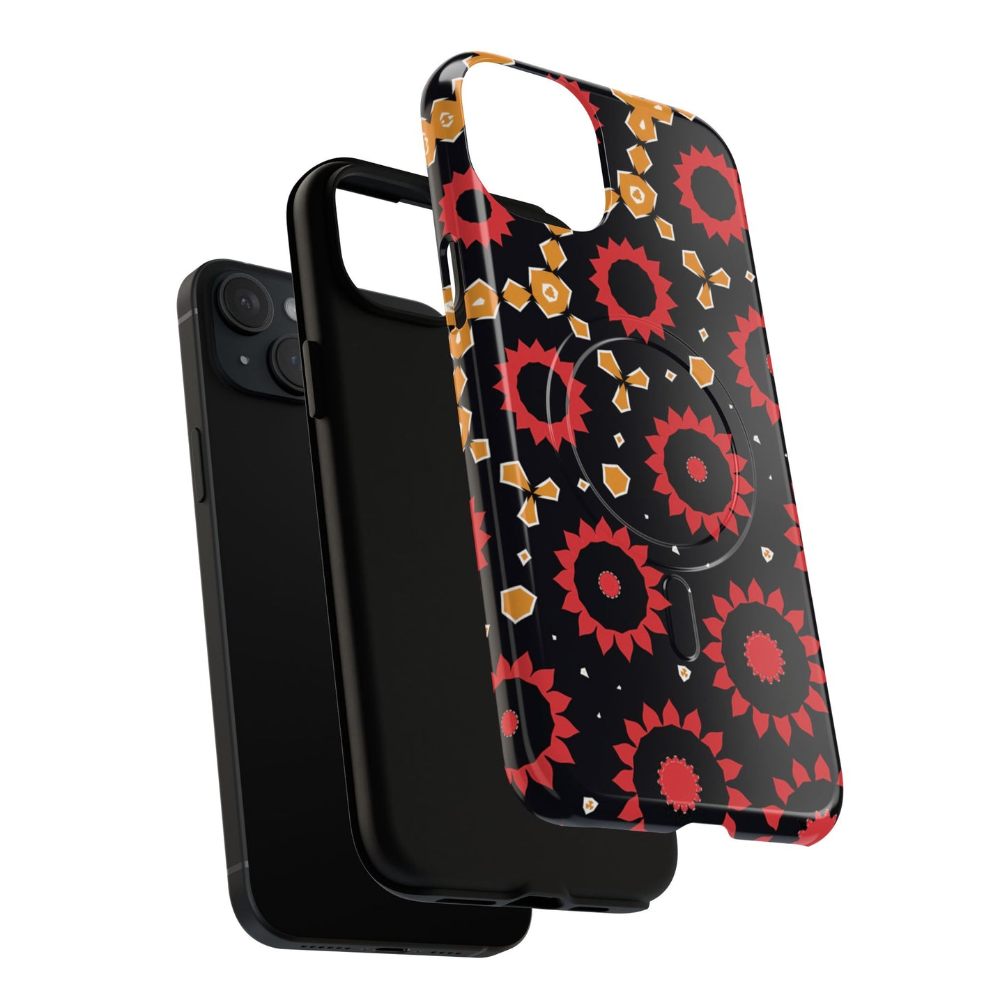 Midnight Ember Bloom Tough Magnetic iPhone Case, Bohemian Floral Design, Stylish iPhone Protection, Gift for Her, Trendy iPhone Accessories