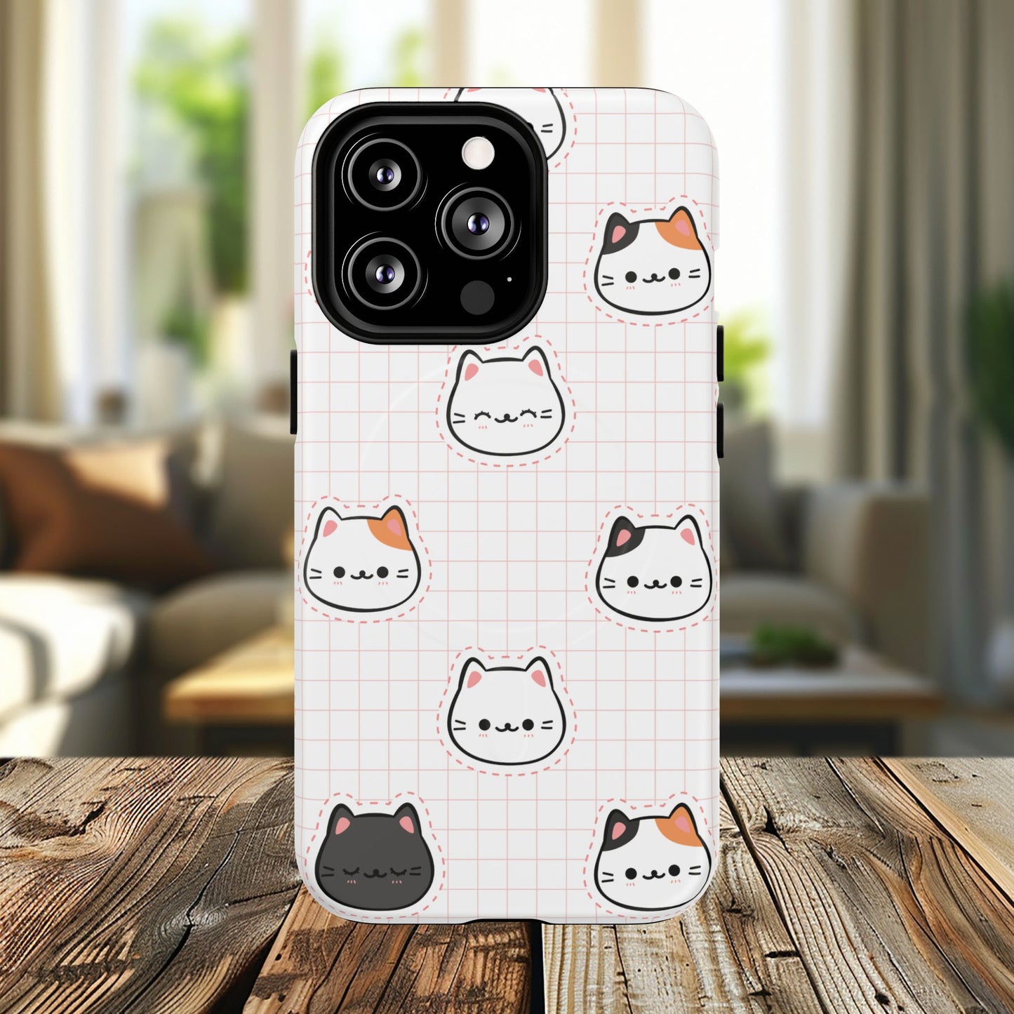 Cute Cat Tough Magnetic Case, iPhone Cover, Cat Lover Gift, Cute Cat Accessories, Pet-Themed iPhone Case