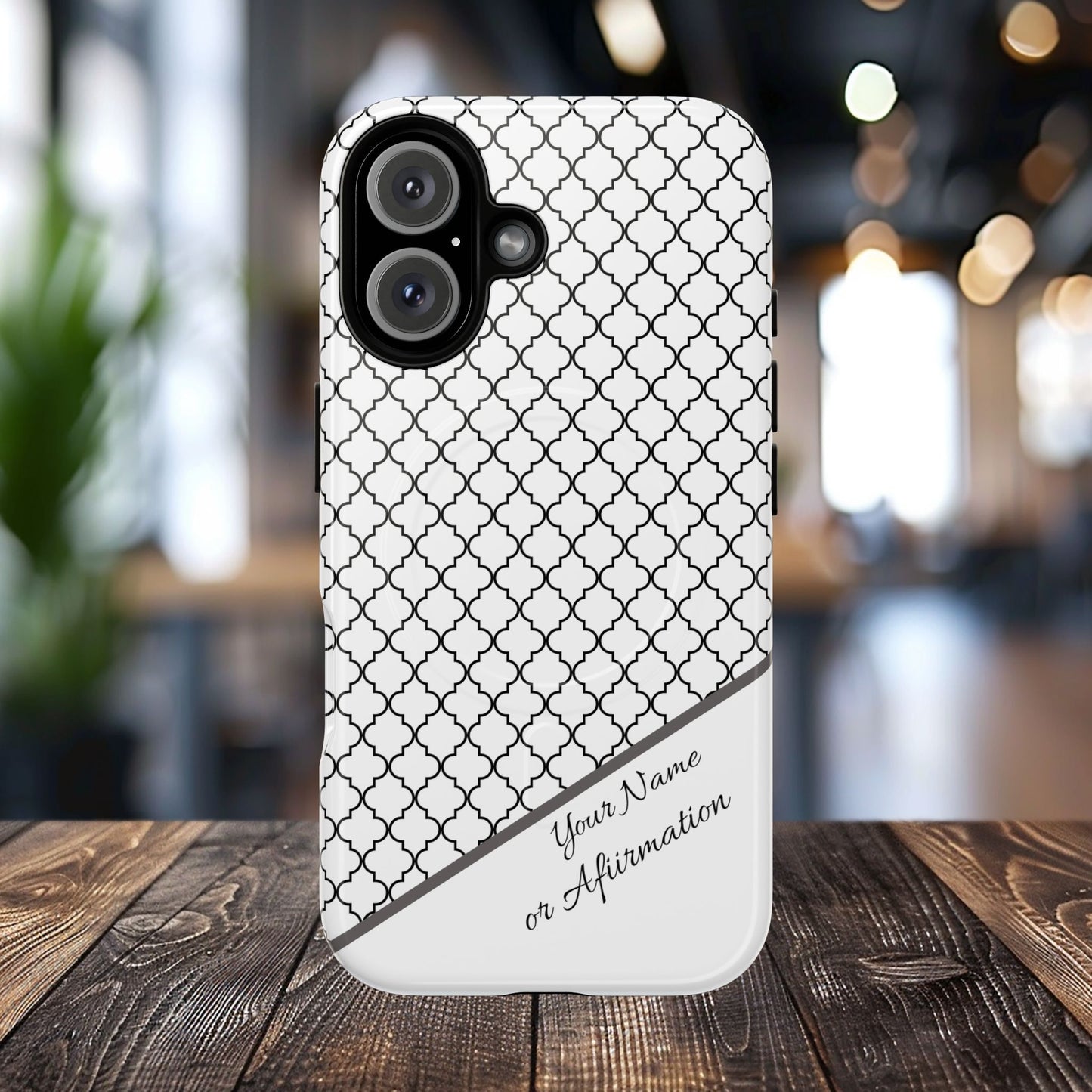 Personalized Casablanca Charm Tough MagSafe Magnetic Case, Modern Design, Gift for Him/Her, Holiday Gift, Monochrome iPhone Case