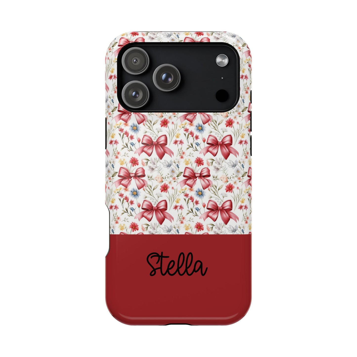 Personalized Rosette Coquette Floral Bow iPhone and Samsung Impact-Resistant Case — Custom Name Case