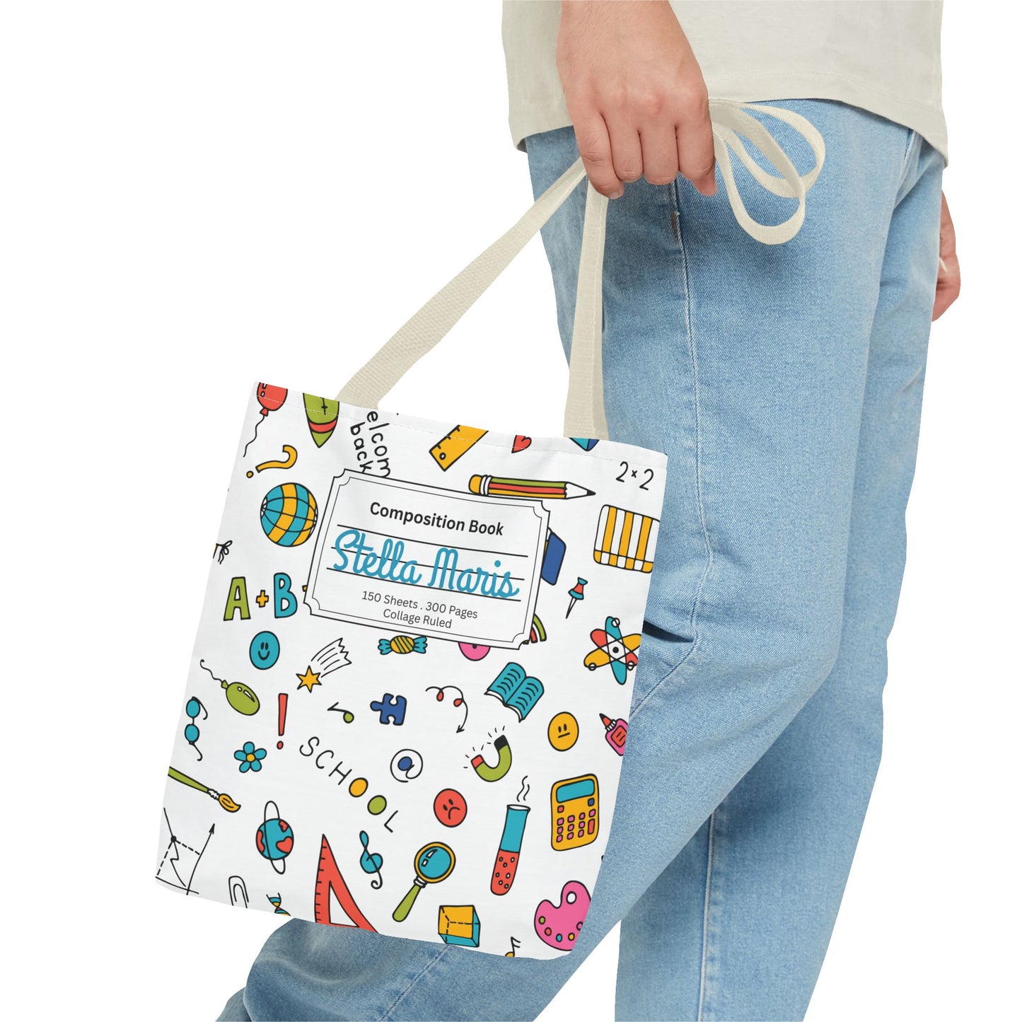 Personalized Classroom Couture Composition Book Inspired Tote Bag, Back to School Tote, Teacher Gift, Kids Bag, Custom Name Bag, Educational Accessories, Back to School Tote Bag.