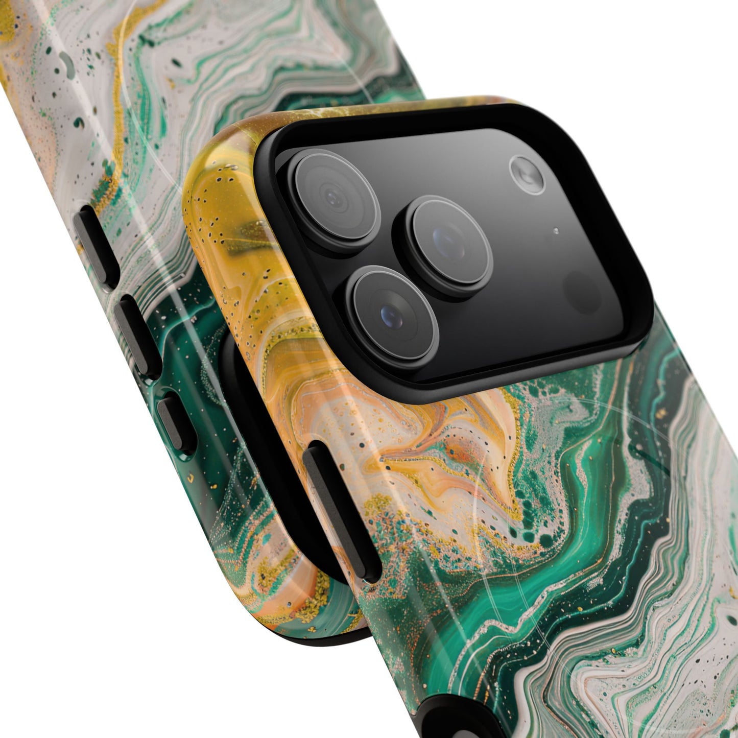 Magnetic iPhone Cases with Green Marble Design, Tough Magnetic Cases, iPhone Accessories, Gift for Her, Trendy iPhone Cover