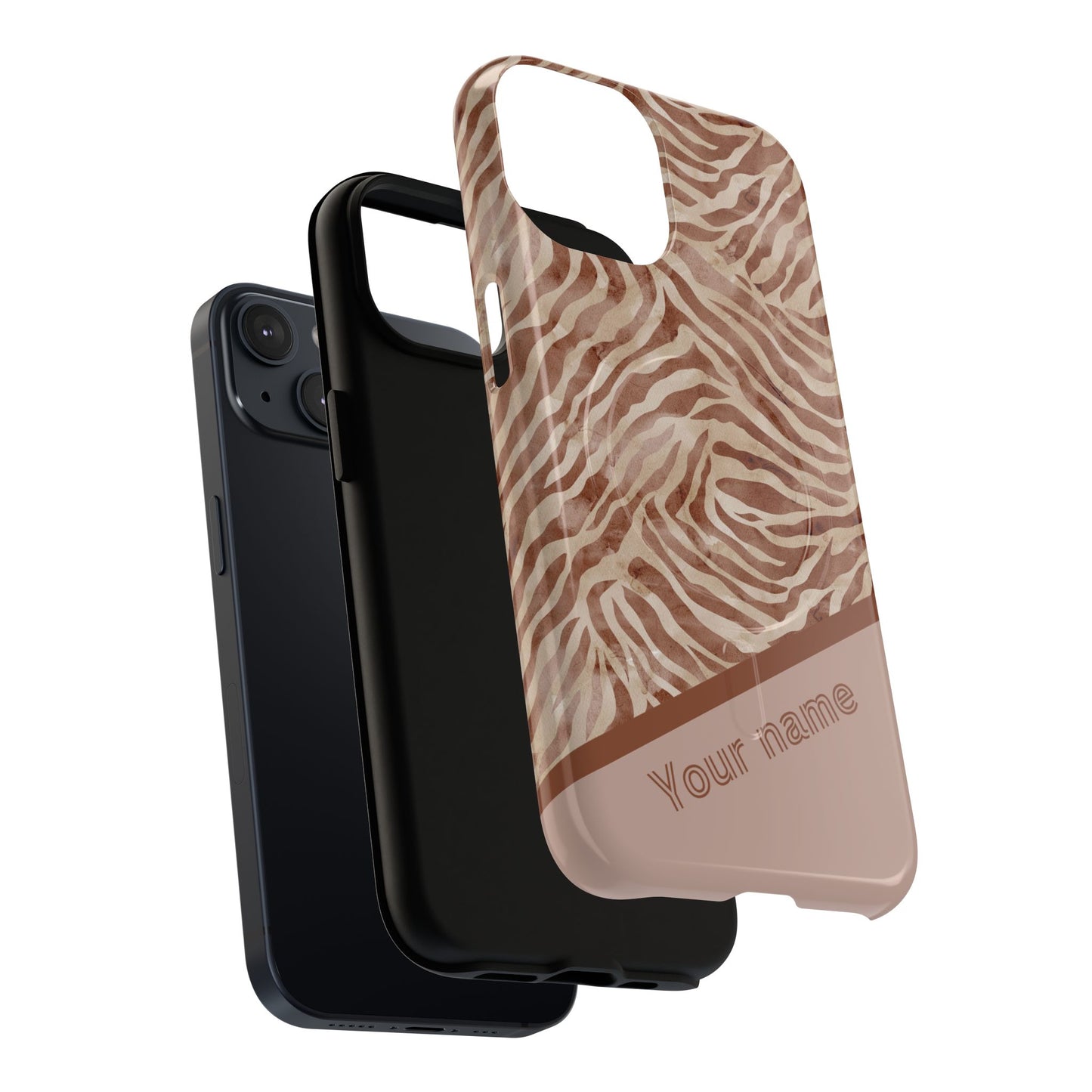Personalized Zebra Print - Tough MagSafe® Magnetic Cases for Stylish Protection, Gifts for Wildlife Lovers, Trendy Accessories iPhone® 13, 14, iPhone 15, iPhone 16, iPhone 17, Pro, Pro Max, Plus Cases.