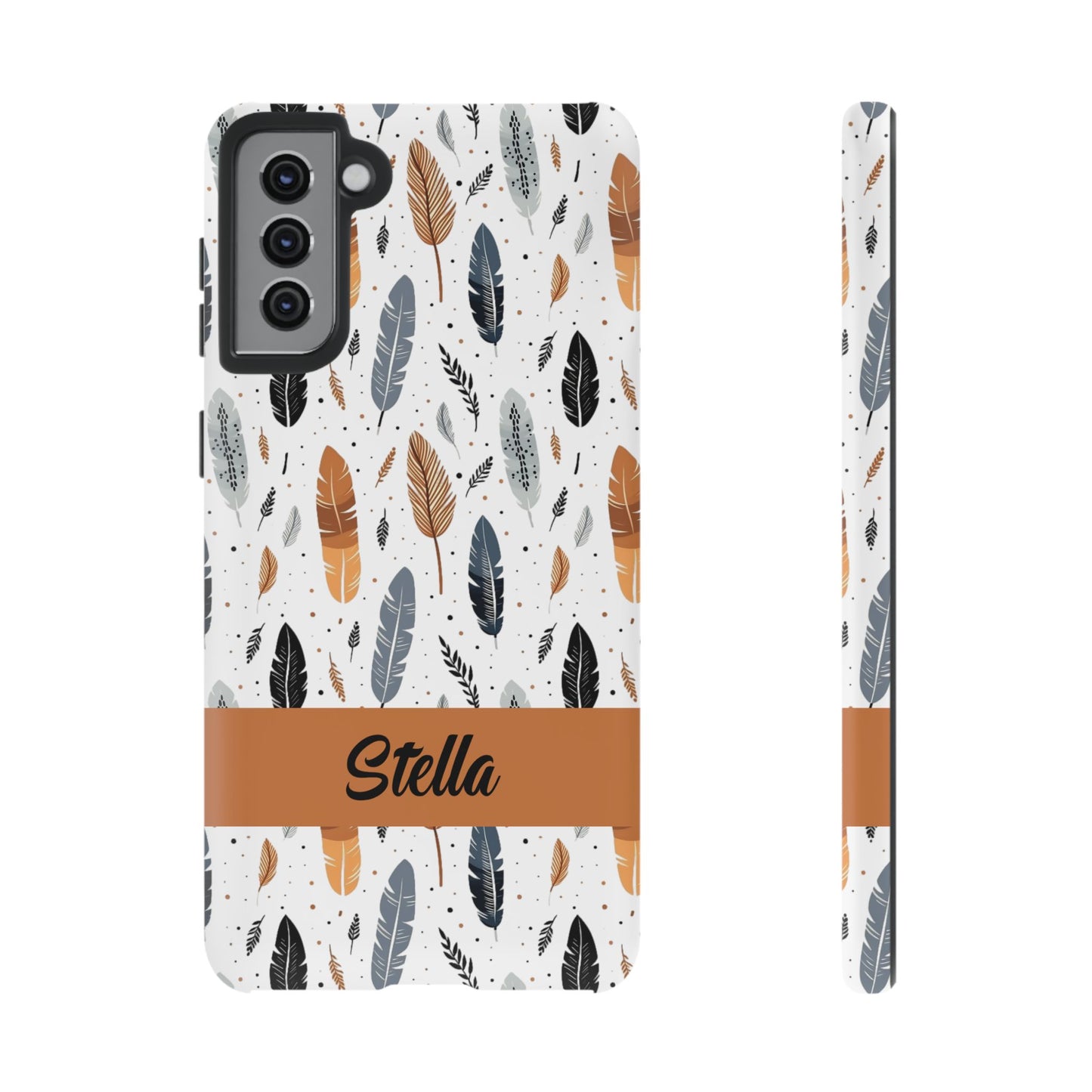 Personalized Whispering Feathers Samsung, Google Pixel and iPhone Case, Custom Name Case.