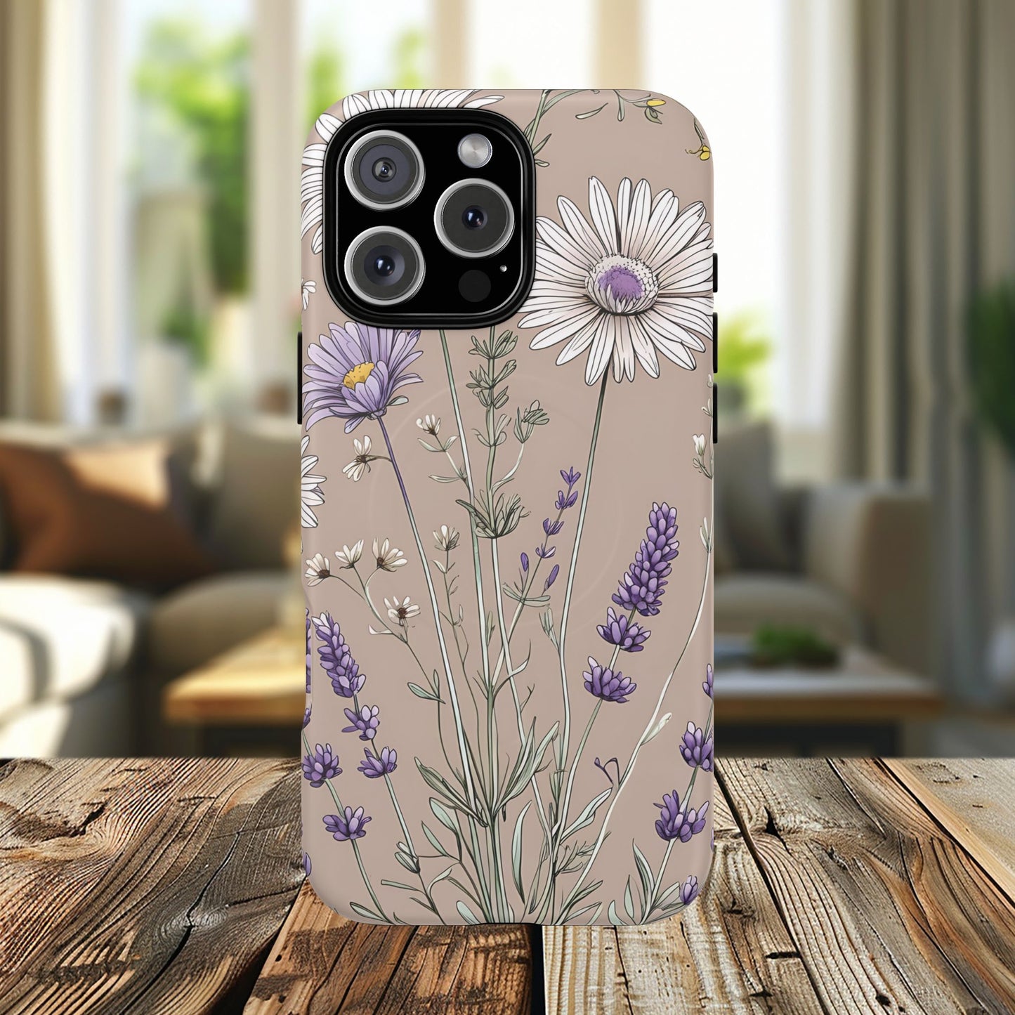 Lavender Floral Tough Magnetic Phone Case | Durable Protective Cover, Flower Design, Gifts for Her, Phone Accessories, Nature Lover