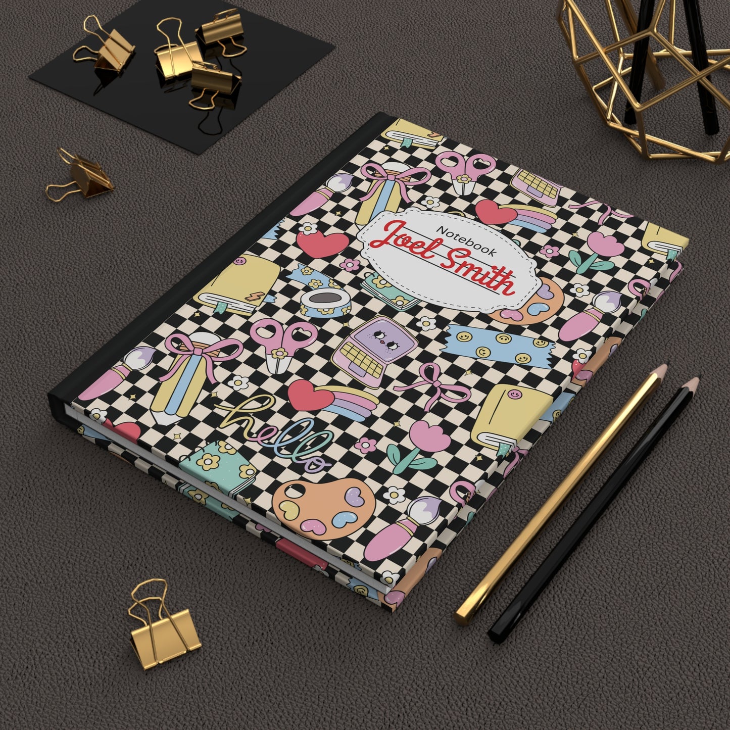 Custom Black Doodle Daydream Composition Book Inspired Ruled Hardcover Journal for Kids, Fun School Notebook, Customizable Composition Book, Back to School Gift, Learning Organizer