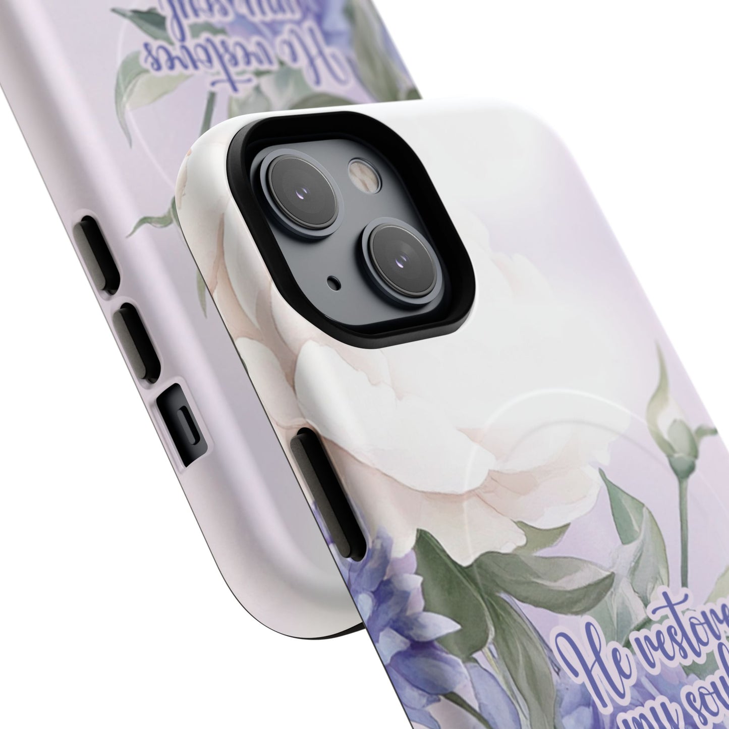 He Restores My Soul Tough iPhone Magnetic Cases, Christian Gift, MagSafe® iPhone® Tough Case, iPhone 13, 14, iPhone 15, iPhone 16, 17, Pro, Pro Max, Plus