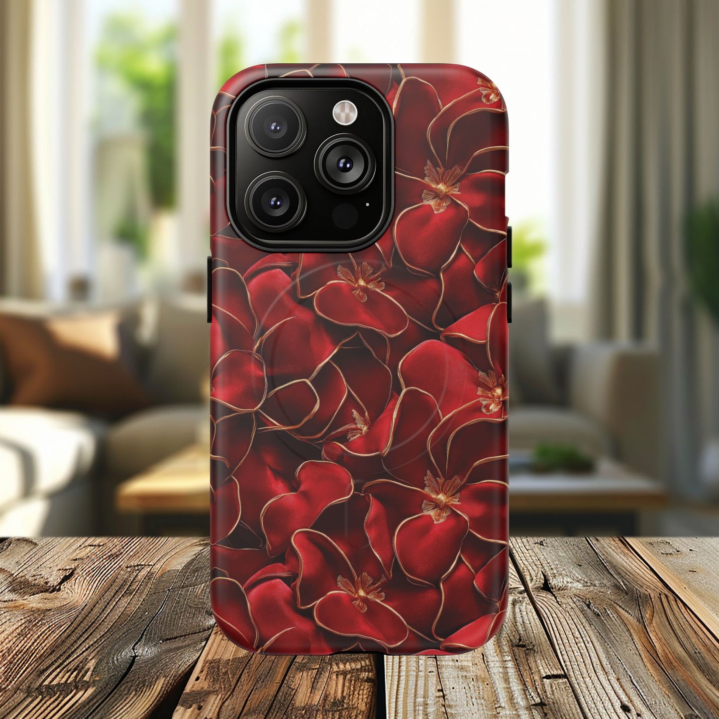 Crimson Bloom Tough iPhone Magnetic Case, Protective iPhone Case, Stylish iPhone Cover, Gift for Her, Mother's and Birthday Gifts, Unique Floral Accessories
