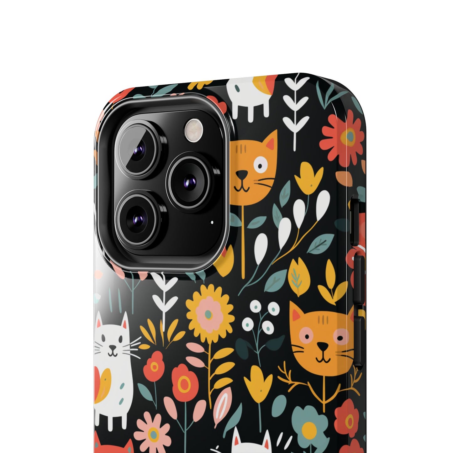 Personalized Whimsical Feline Garden Tough Phone Case — Custom Name iPhone & Samsung