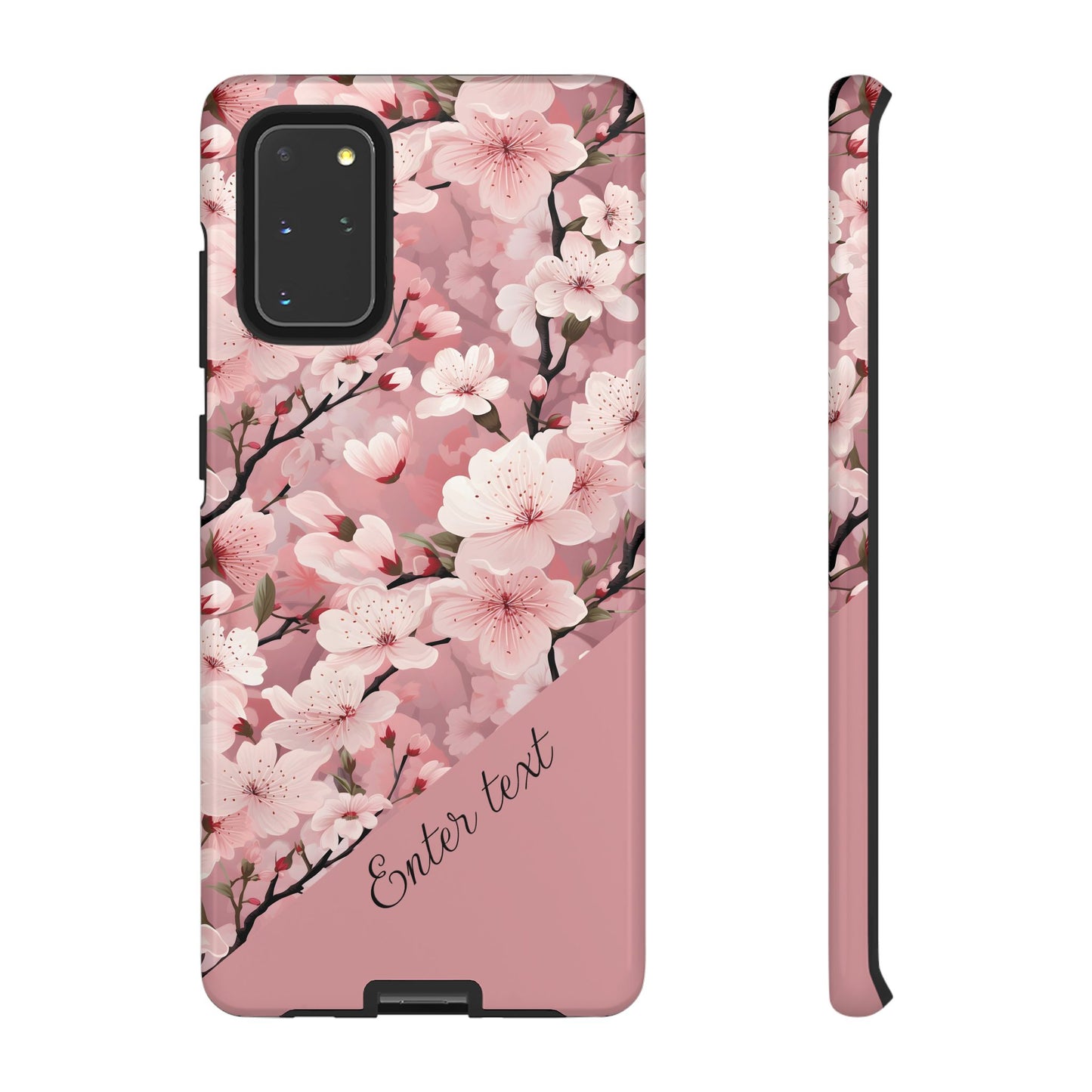 Personalized Cherry Blossom Tough Phone Case — Pink Floral Protective Case for Samsung & Google