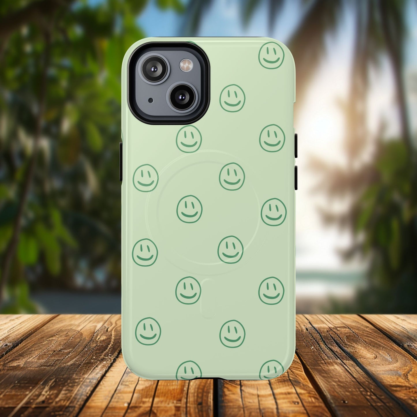 Green Smiley Face Magnetic iPhone Case