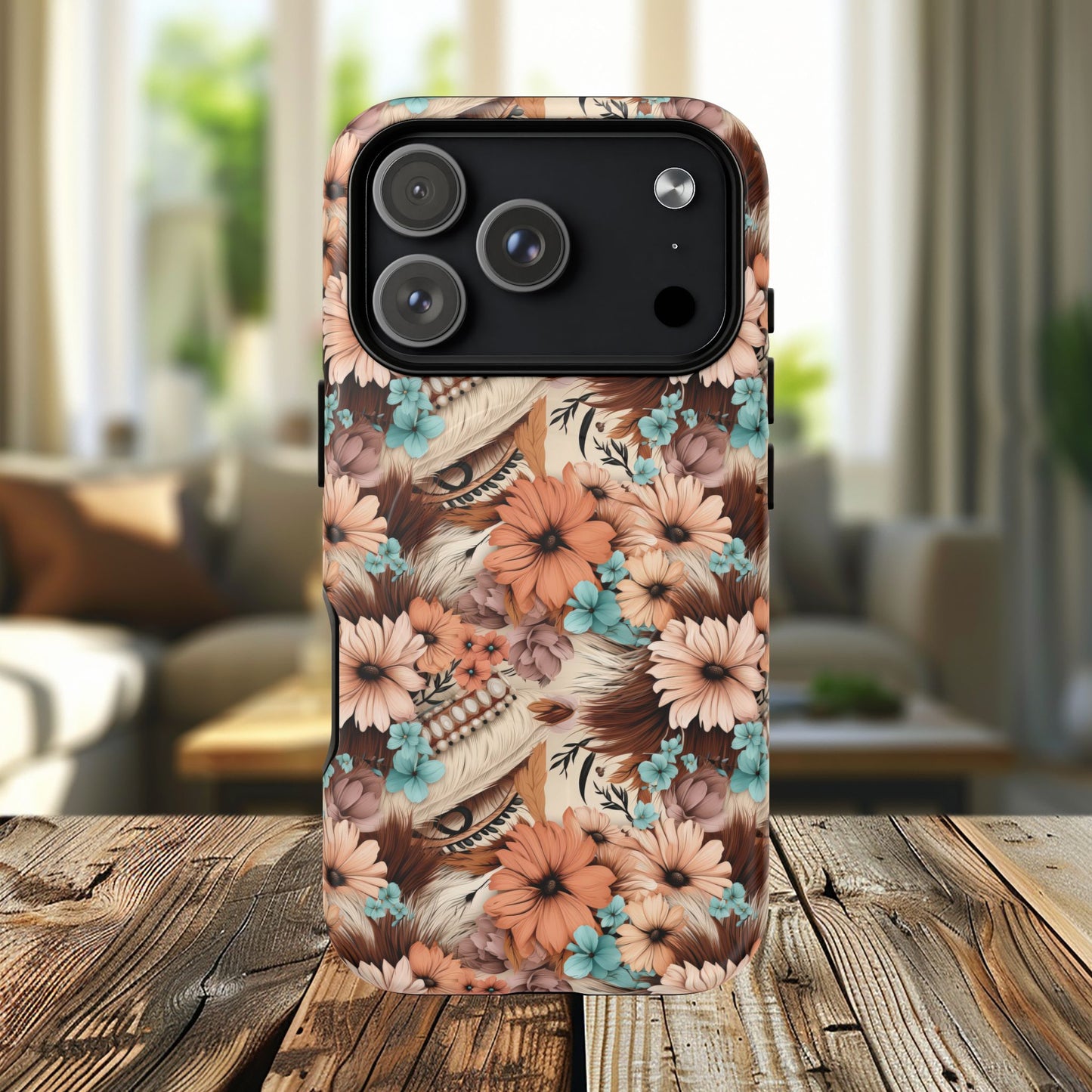 Spirit in Bloom Tough iPhone Magnetic Cases, Cute iPhone Accessories, Flower Design, Gifts for iPhone 14, 15, 16, 17, Pro Max, Boho Style, Western Style