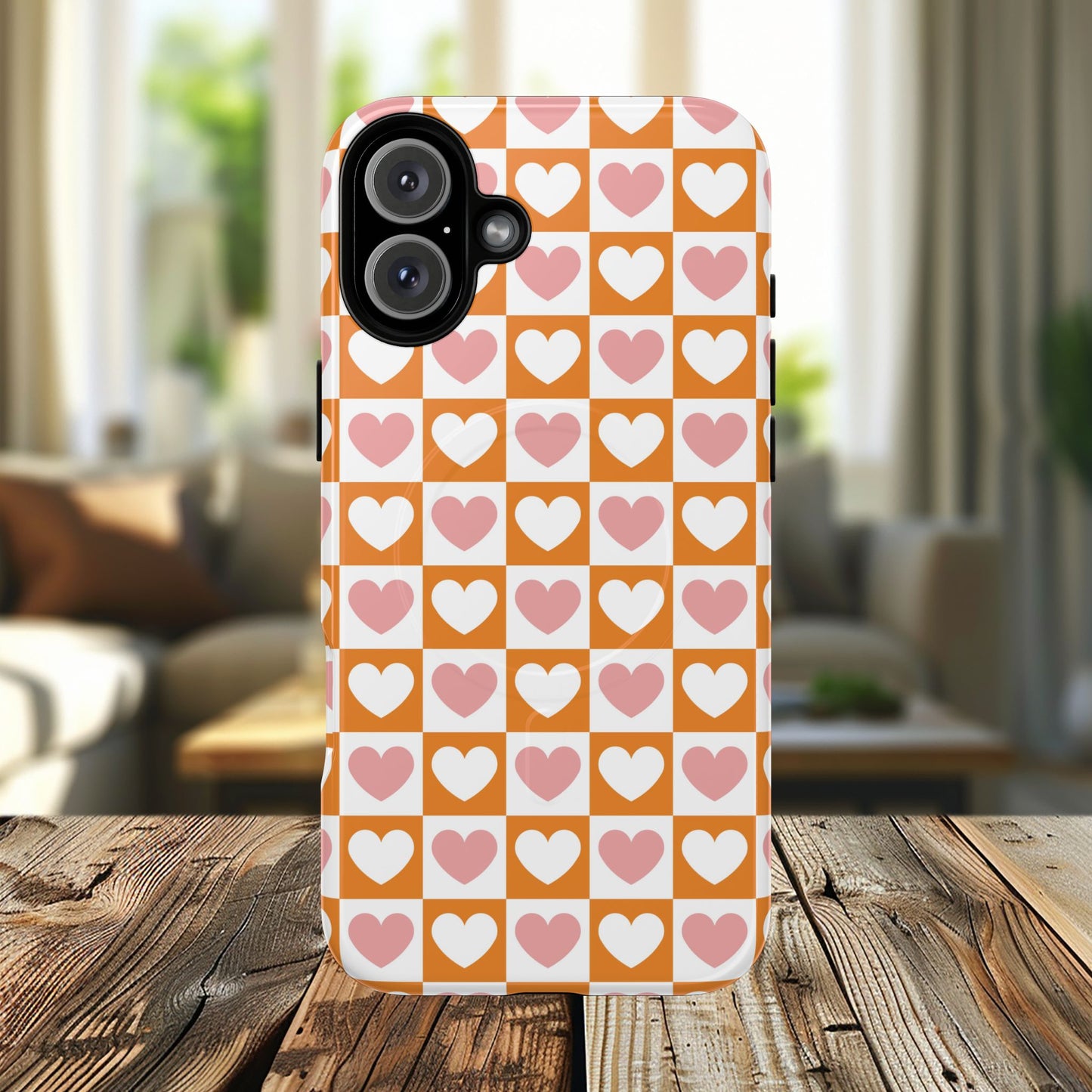 Heart Pattern Magnetic iPhone Case, Valentine Gift, Cute iPhone Accessory, Durable Case for Lovers, Custom iPhone Skin, Sweetheart Case