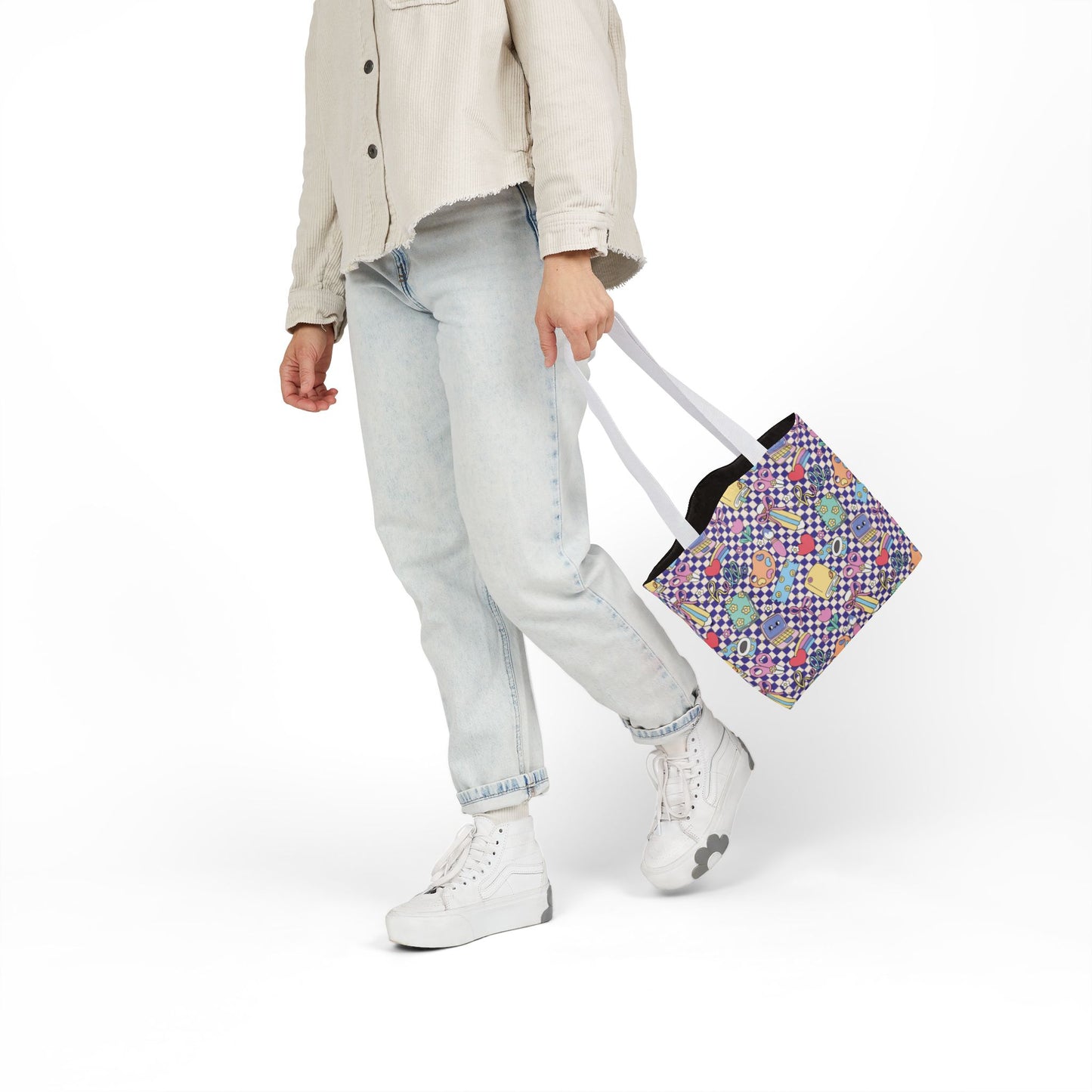 Personalized Purple Doodle Daydream Composition Book Inspired Canvas Tote Bag with Colorful Straps, Cute School Bag, Eco-Friendly Tote, Back to School Shopping Bag, Teacher Gift Idea