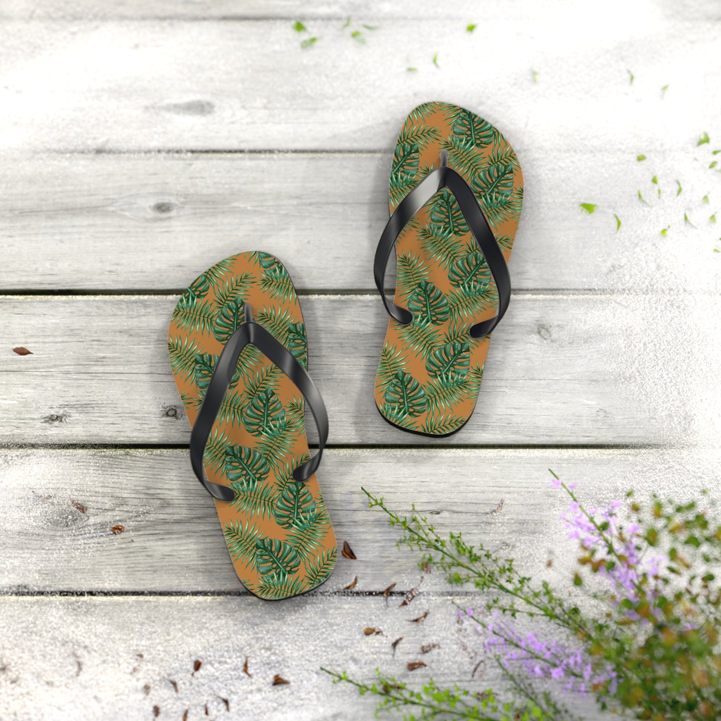 Brown Tropical Bliss Flip Flops