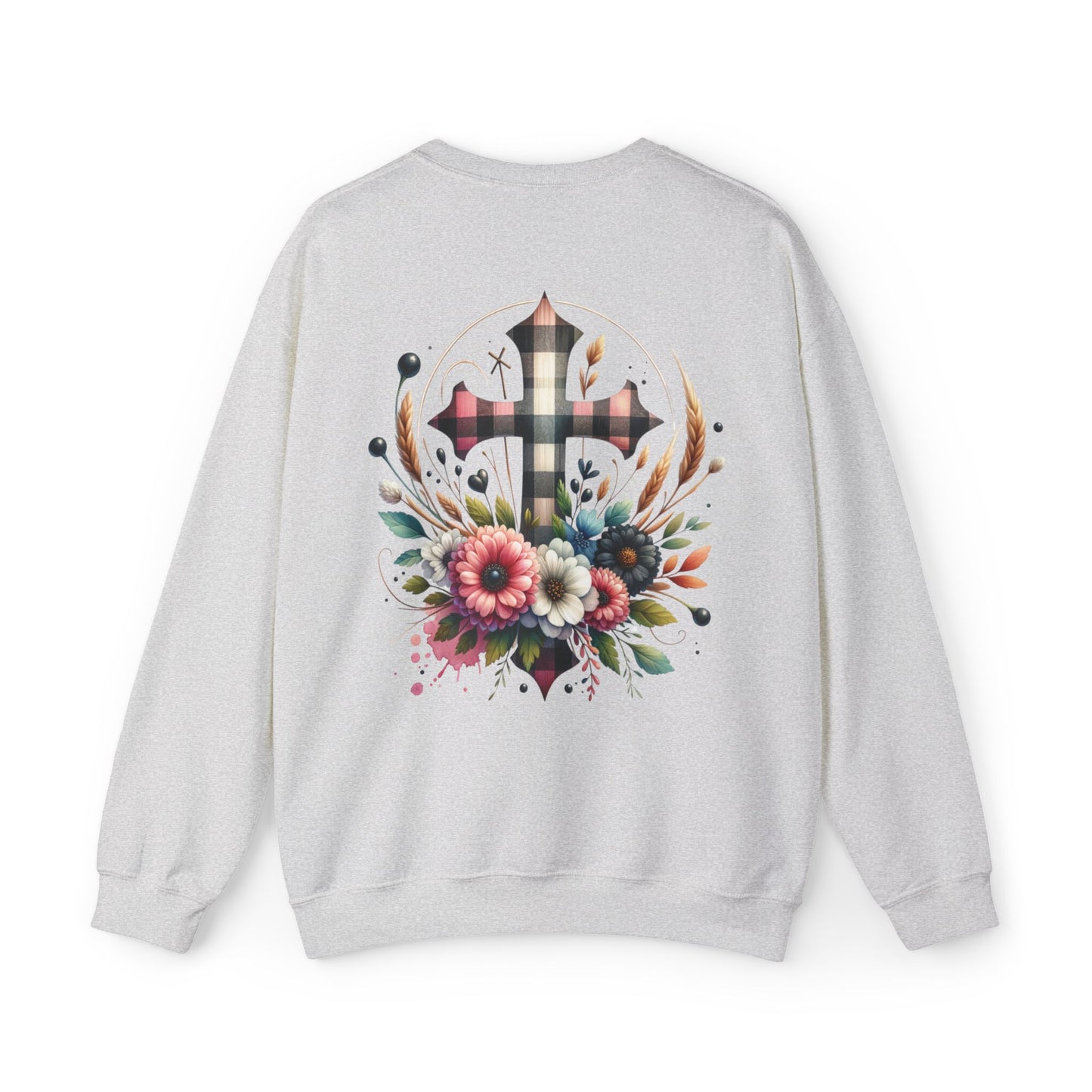 Faith and Floral Cross Unisex Heavy Blend Crewneck