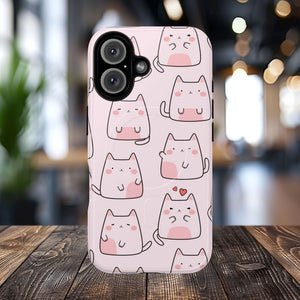 Cute Cat Magnetic iPhone Case, Tough iPhone Cover, Cat Lover Gift, Kawaii Style Case, Pet-Themed Gift