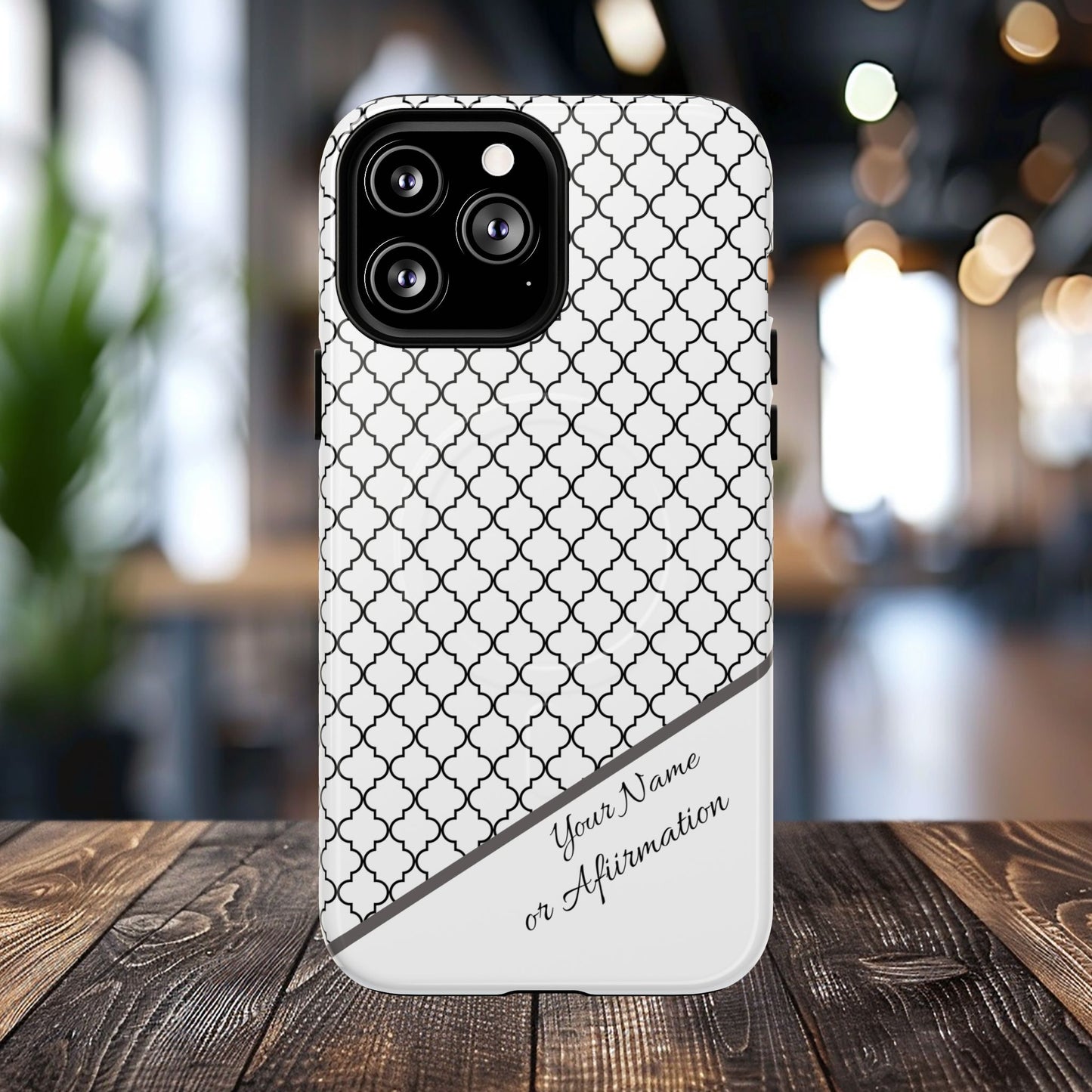 Personalized Casablanca Charm Tough MagSafe Magnetic Case, Modern Design, Gift for Him/Her, Holiday Gift, Monochrome iPhone Case