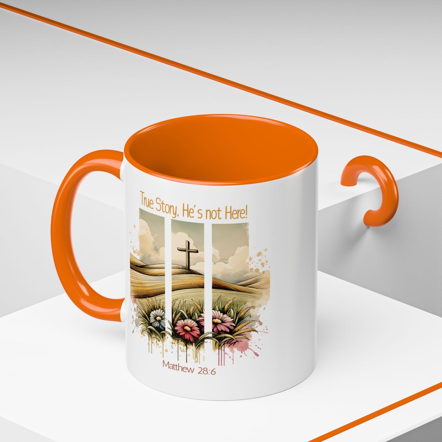 Inspirational Accent Coffee Mug - 'True Story, He’s Not Here!' - Perfect for Faith Lovers & Gift Ideas