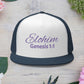 Purple 'ELOHIM, GENESIS 1:1'  Embroidered 5 Panel Trucker Cap | Casual Style Hat, Adjustable, Unisex, Perfect Gift for Outdoors, Festivals, Daily Wear