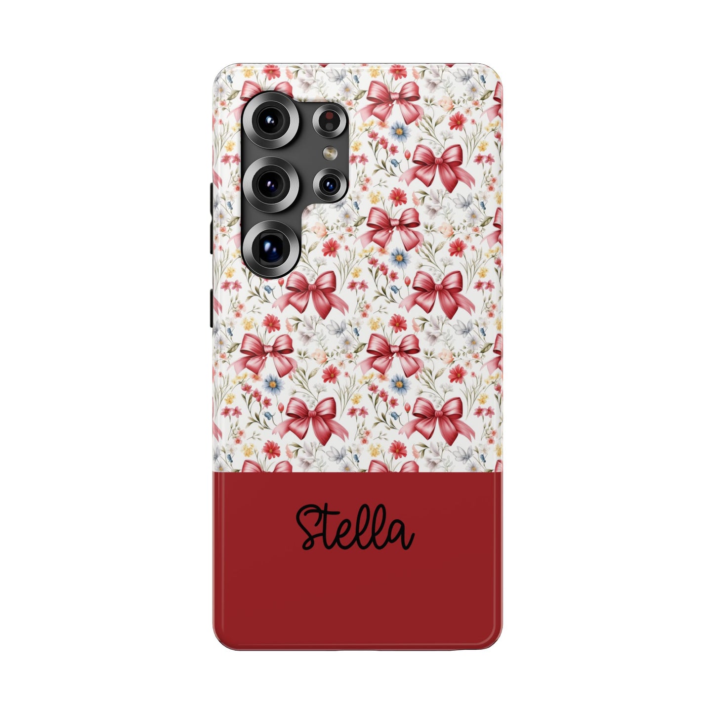 Personalized Rosette Coquette Floral Bow iPhone and Samsung Impact-Resistant Case — Custom Name Case