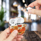 Stained Glass Effect Floral Orange Marigold AirPod Case — Personalized Name Option